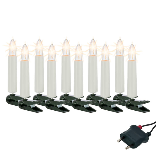 Lichterkette Weihnachtsbaum innen 10 teilig, Made in Germany, Riffelkerzen, Glühfaden