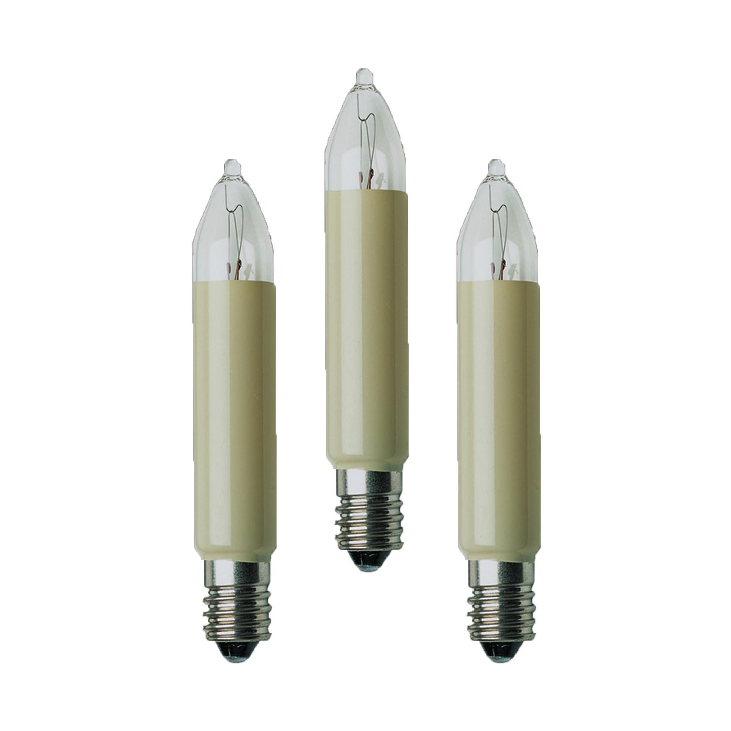 Kleinschaftkerze, elfenbein, 23 V / 3 W,  3er Blister