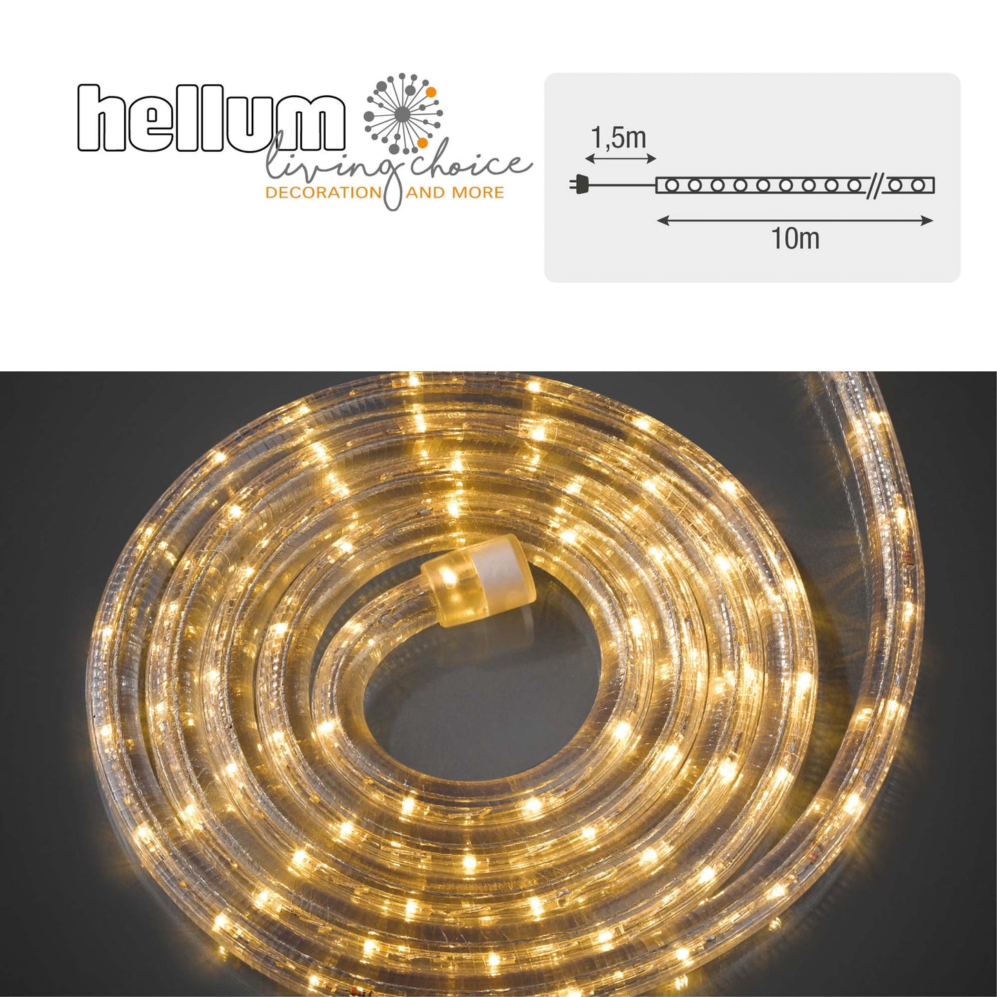 LED-Lichtschlauch, 10m, ww 24 LEDs/m, 11mm Durchmesser