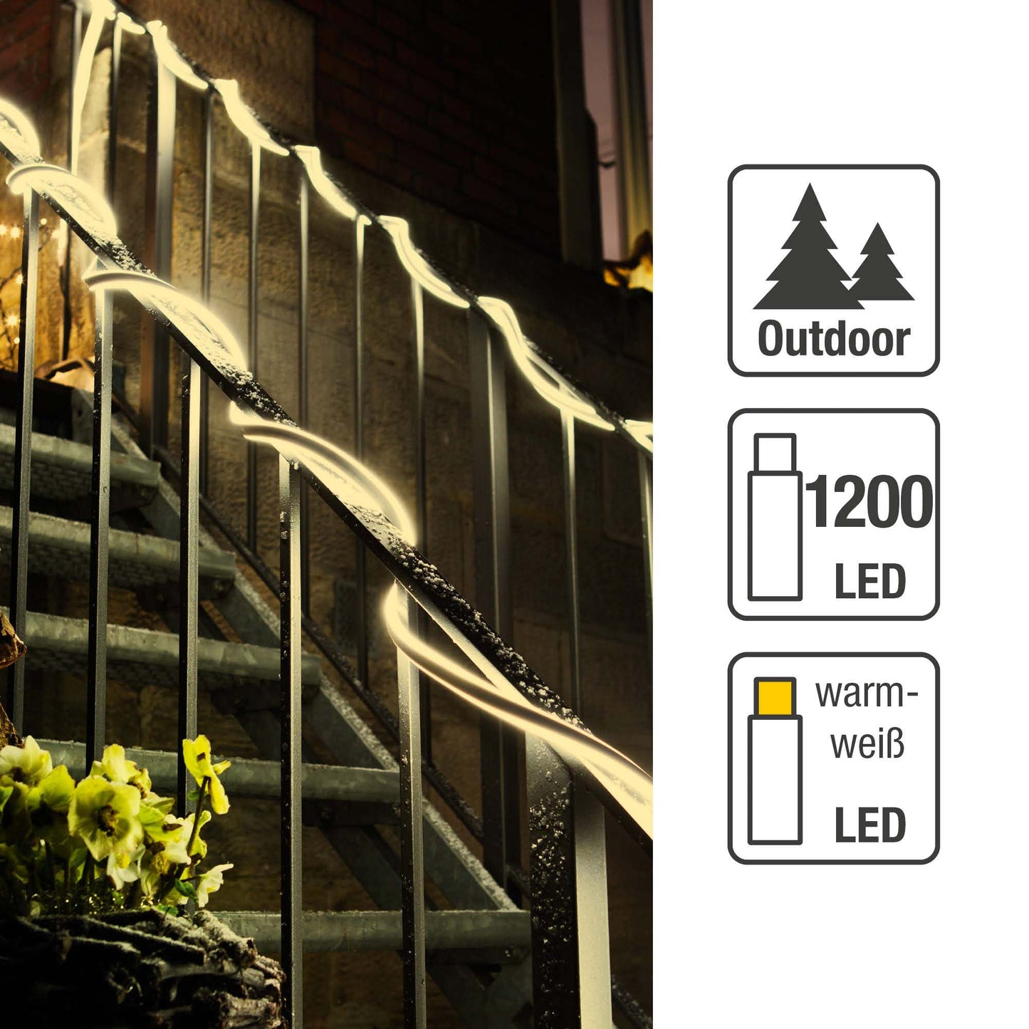 LED-Neon-Lichtschlauch, 10 m, 120 warm-weiße LEDs pro Meter