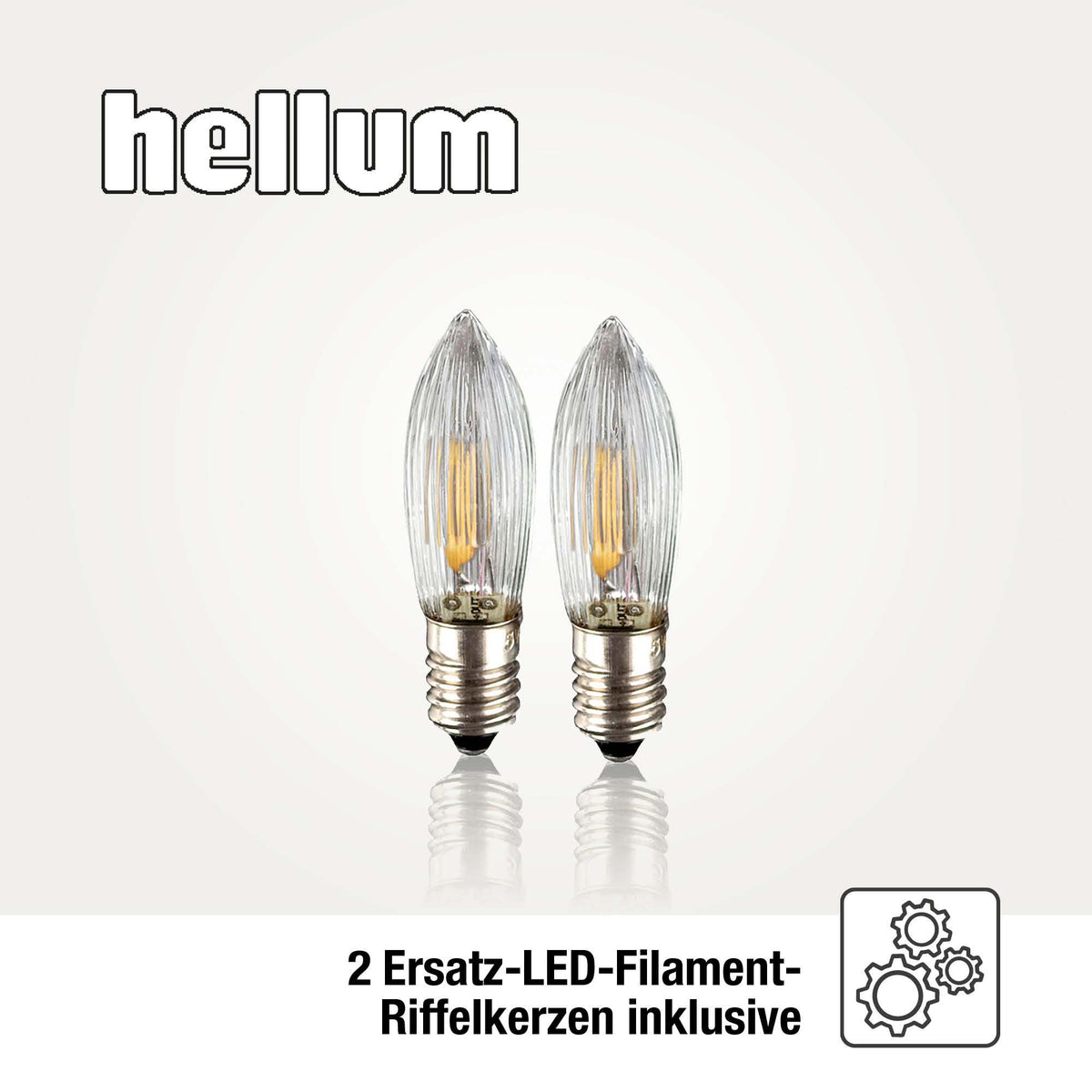 Lichterkette Weihnachtsbaum LED-Filament, innen 15 teilig, Made in Germany, Riffelkerzen, inkl. 3 Ersatzkerzen, elfenbein