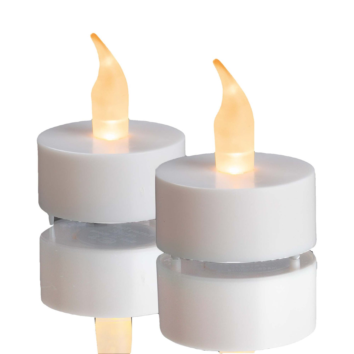 LED-Teelicht weiß, gelbe LEDs, 2er Set, batteriebetrieben
