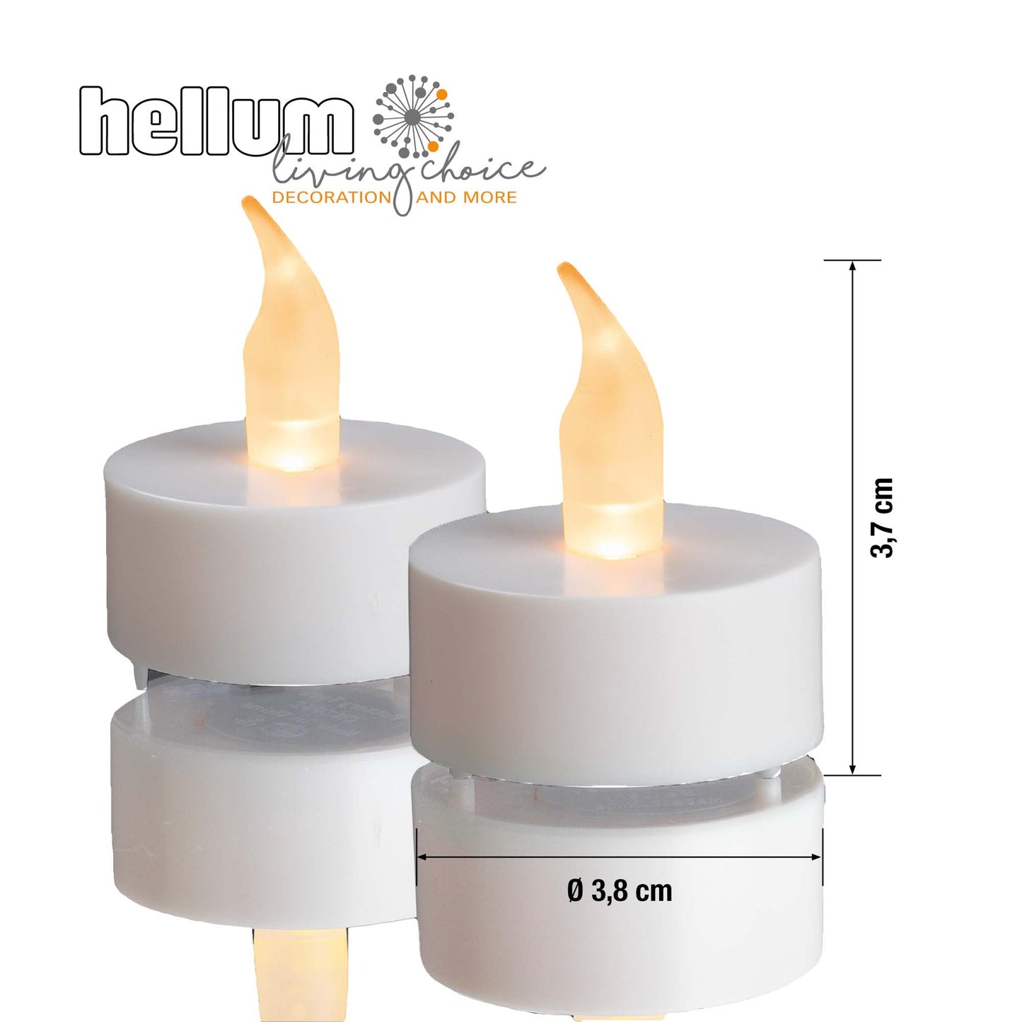 LED-Teelicht weiß, gelbe LEDs, 2er Set, batteriebetrieben