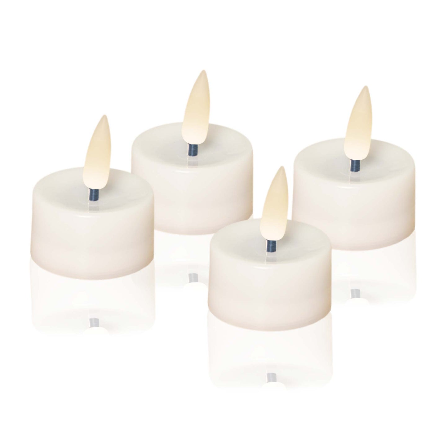 LED-Teelicht mit echtem Docht, 4er Set, batteriebetrieben