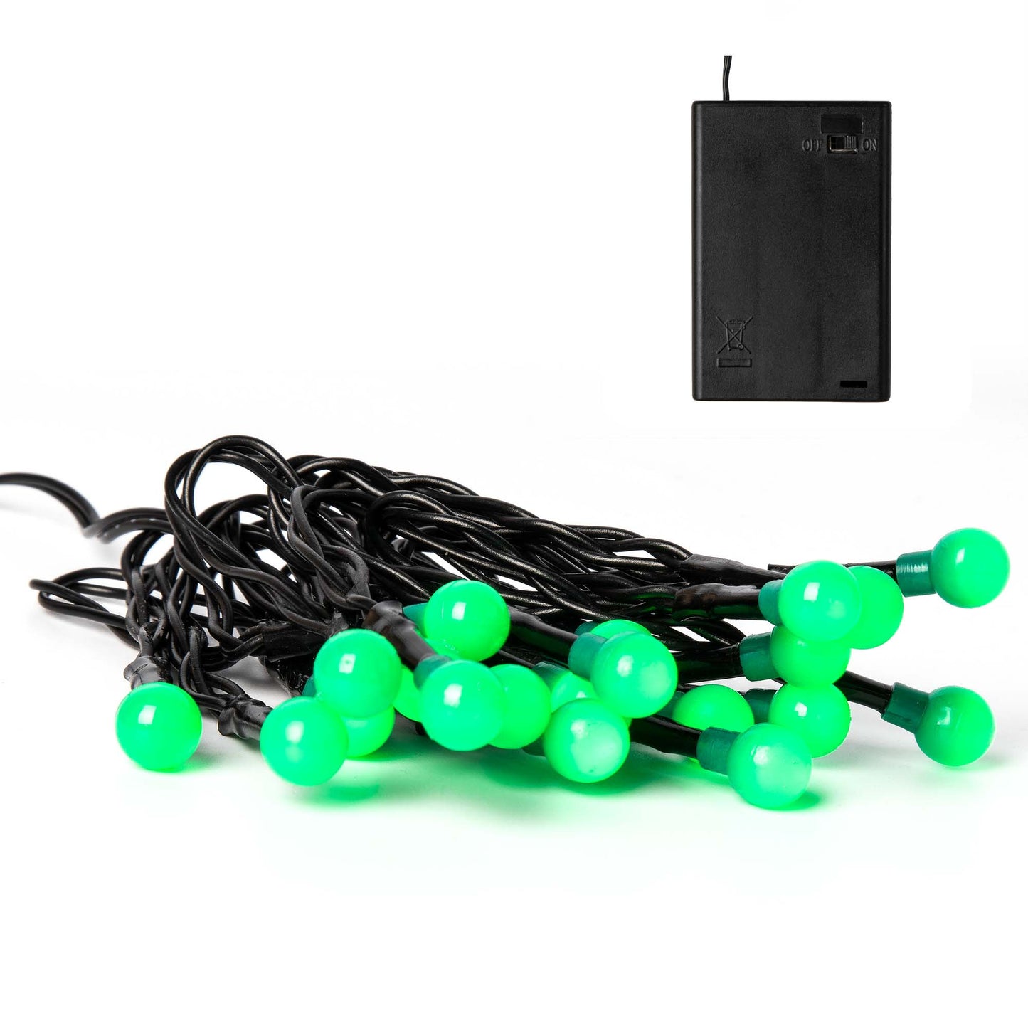 LED-Lichterkette mit Perlen, 20 LEDs grün, mit Timer, für innen, batteriebetrieben