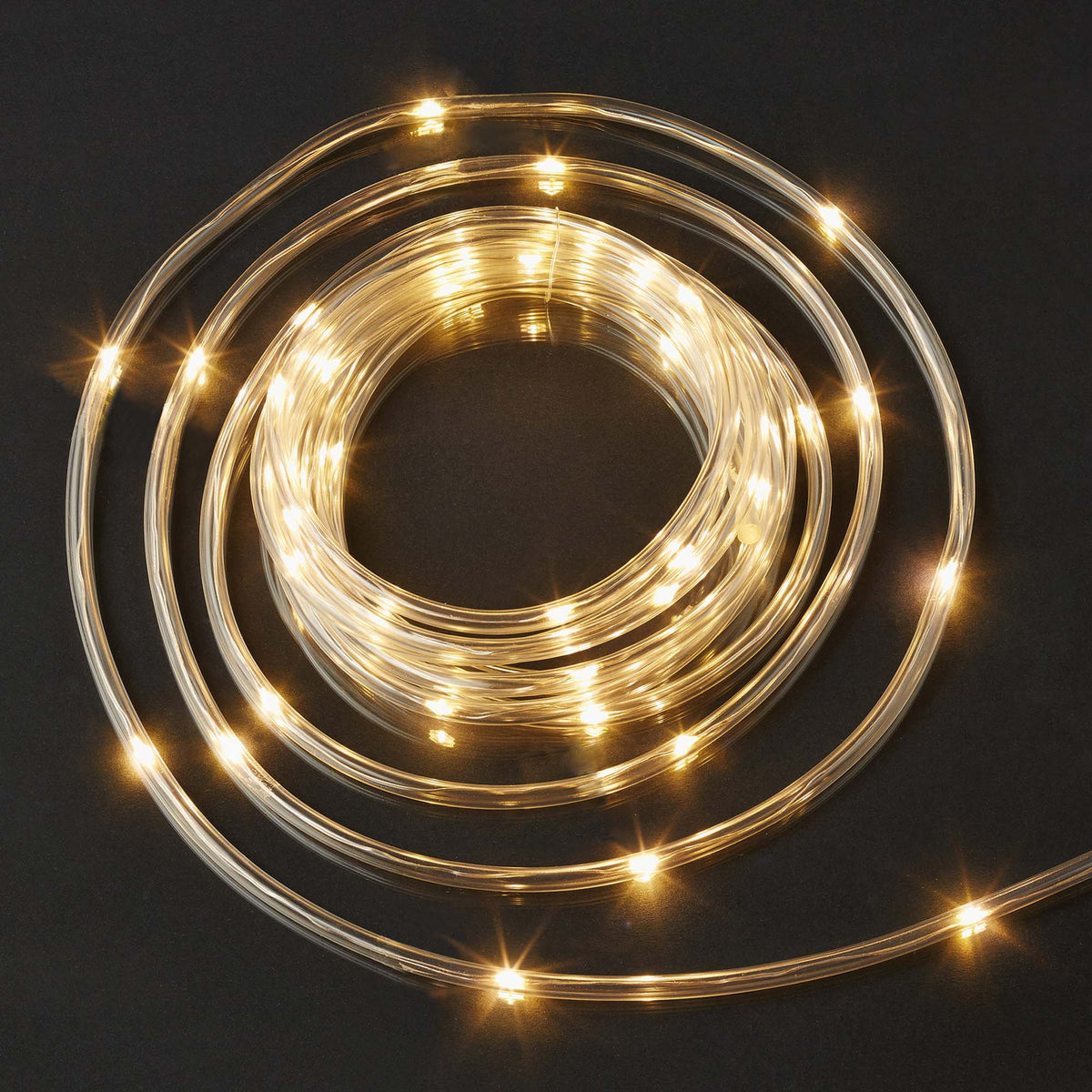 LED Lichtschlauch 5 m außen, 50 LED warmweiß, klarer Schlauch, mit Tim – Hellum Direkt