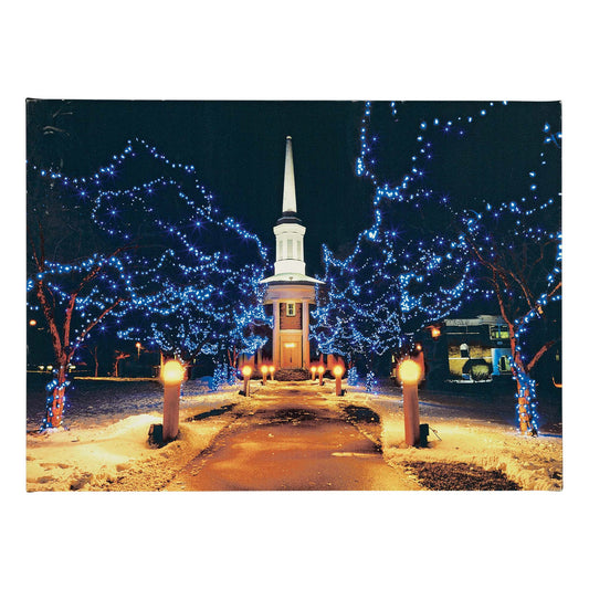 LED-Bild mit Fiberoptik,  "Winterpark", mit Timer, batteriebetrieben