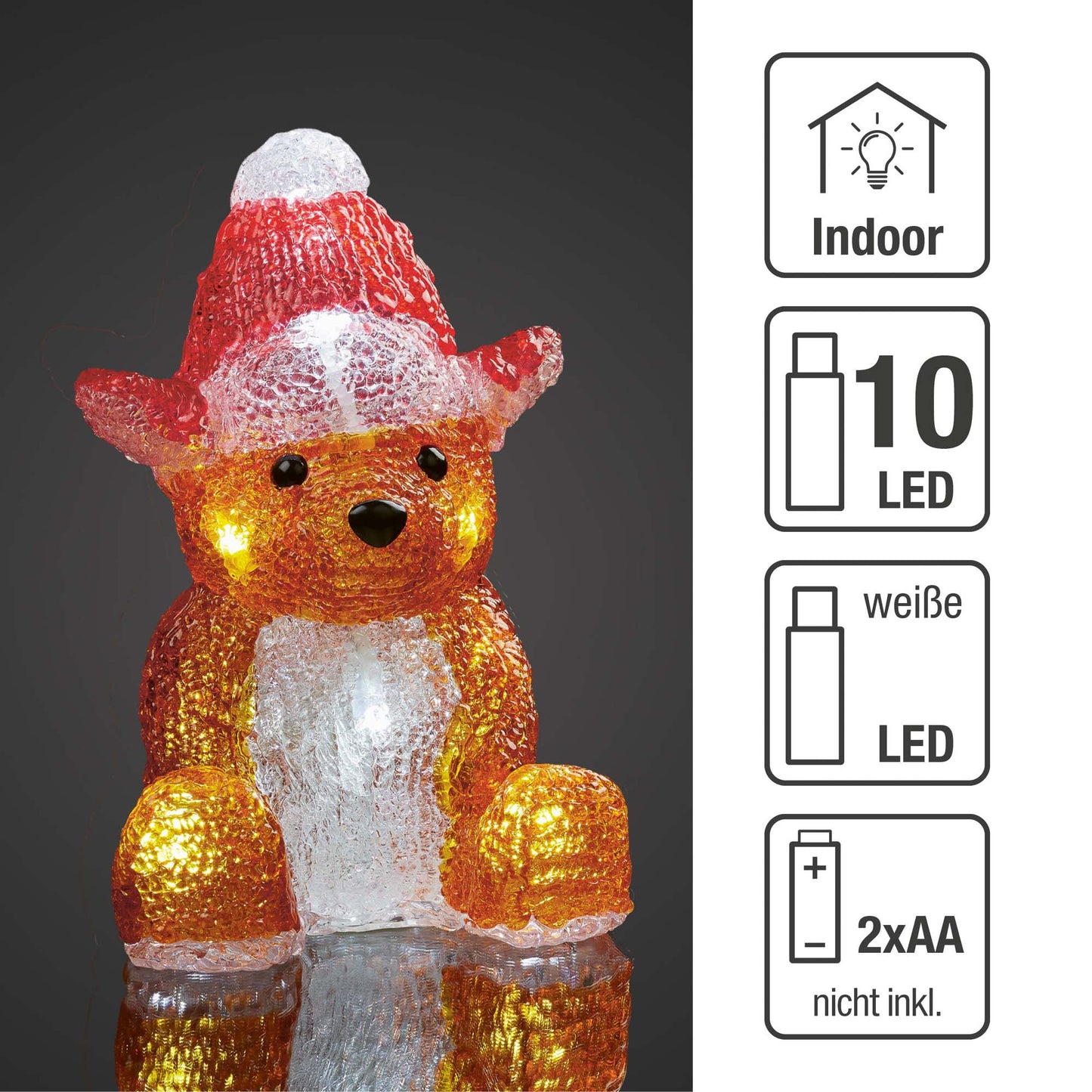 LED-Acryl Eisbär, 10 LEDs w, 12x10x18cm, batteriebetrieben