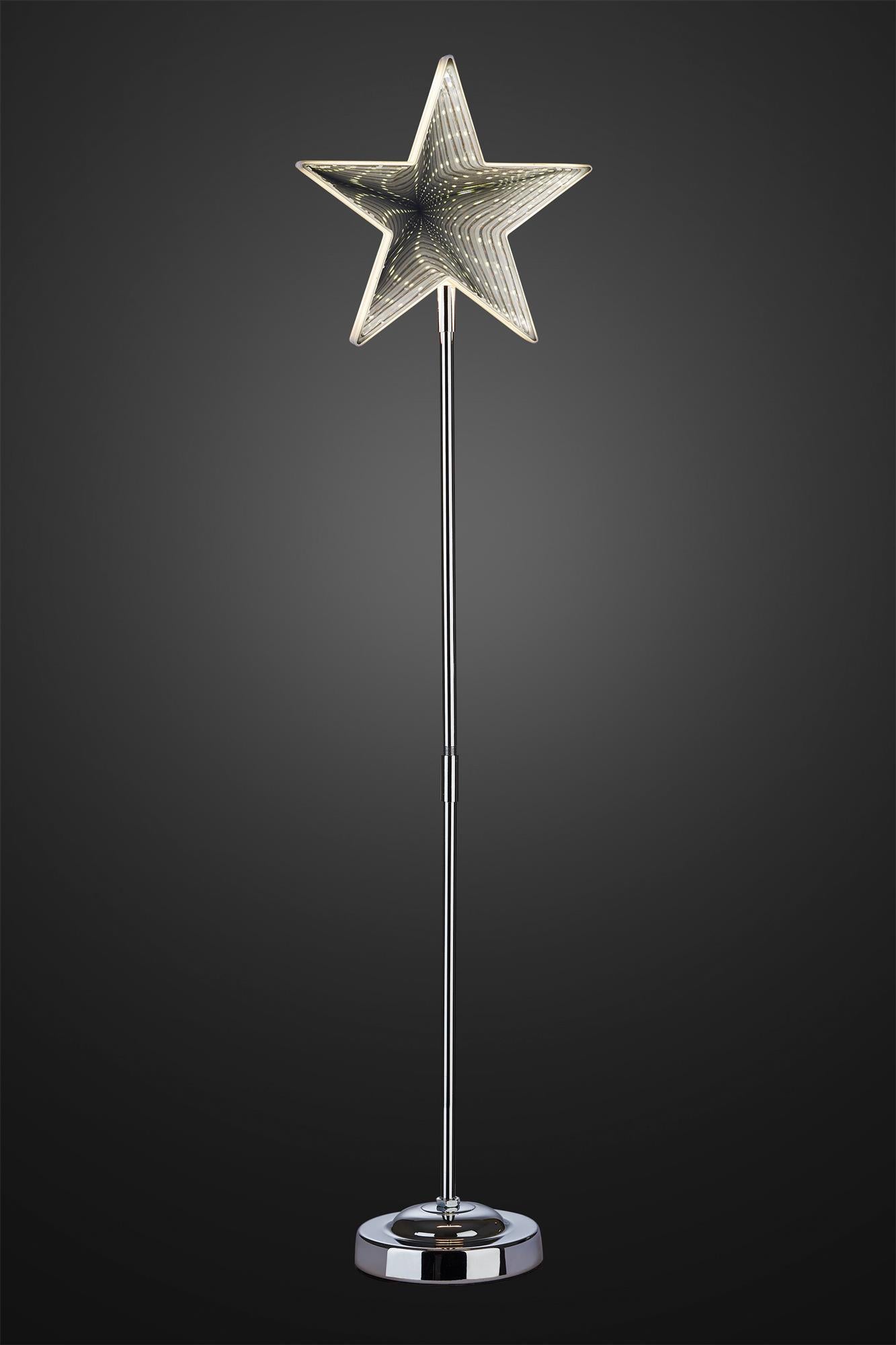 LED-Stern, Infinity Effekt, mit Standfuß, H: 75cm, DIA 20cm, 42 LEDs ww, mit Timer, batteriebetrieben