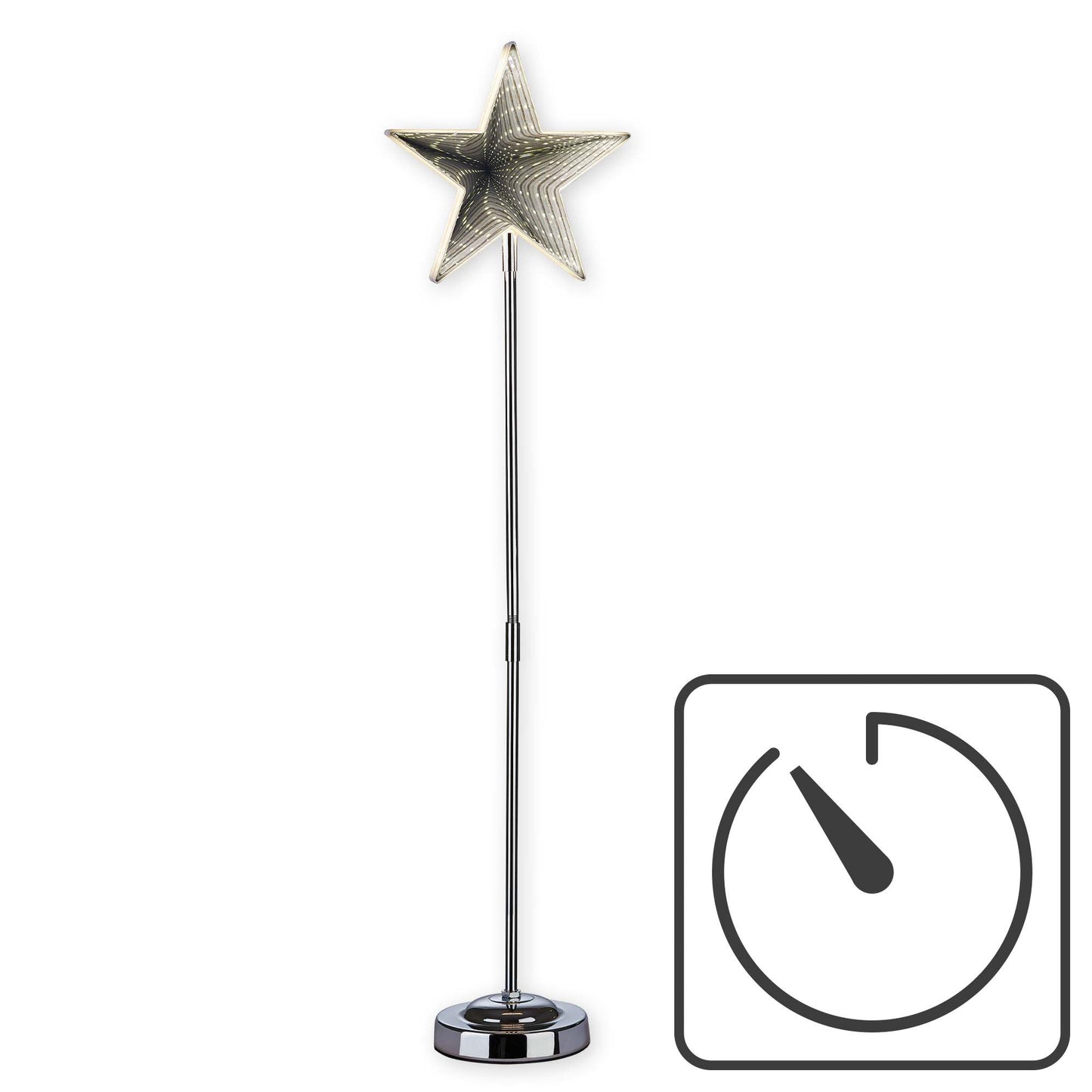 LED-Stern, Infinity Effekt, mit Standfuß, H: 75cm, DIA 20cm, 42 LEDs ww, mit Timer, batteriebetrieben