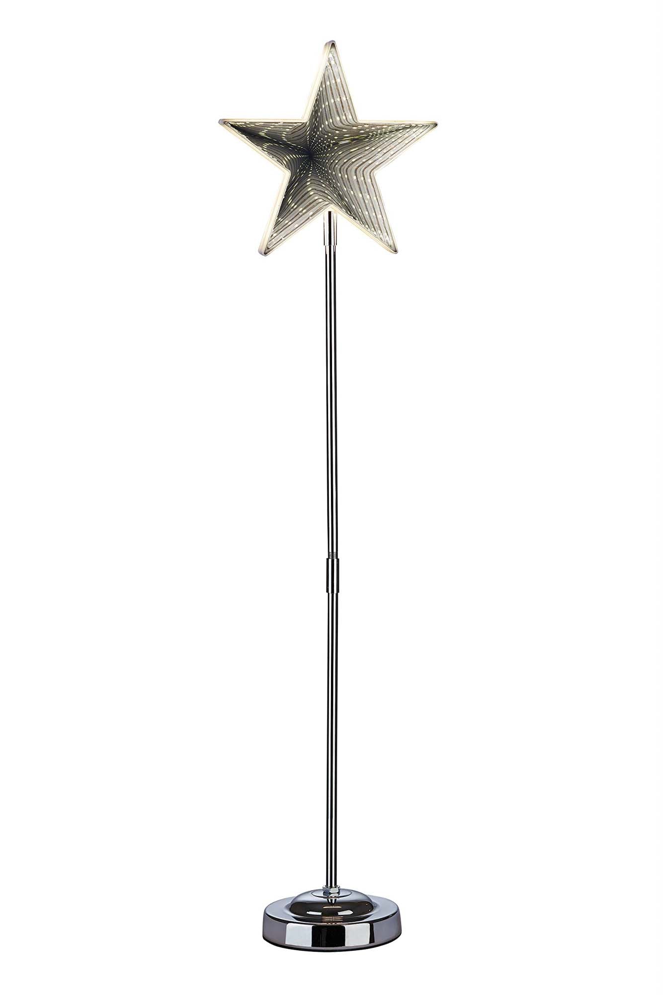 LED-Stern, Infinity Effekt, mit Standfuß, H: 75cm, DIA 20cm, 42 LEDs ww, mit Timer, batteriebetrieben