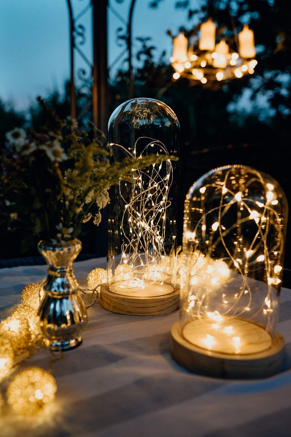 LED-Glasglocke mit Lichterkette  30  LEDs, batteriebetrieben