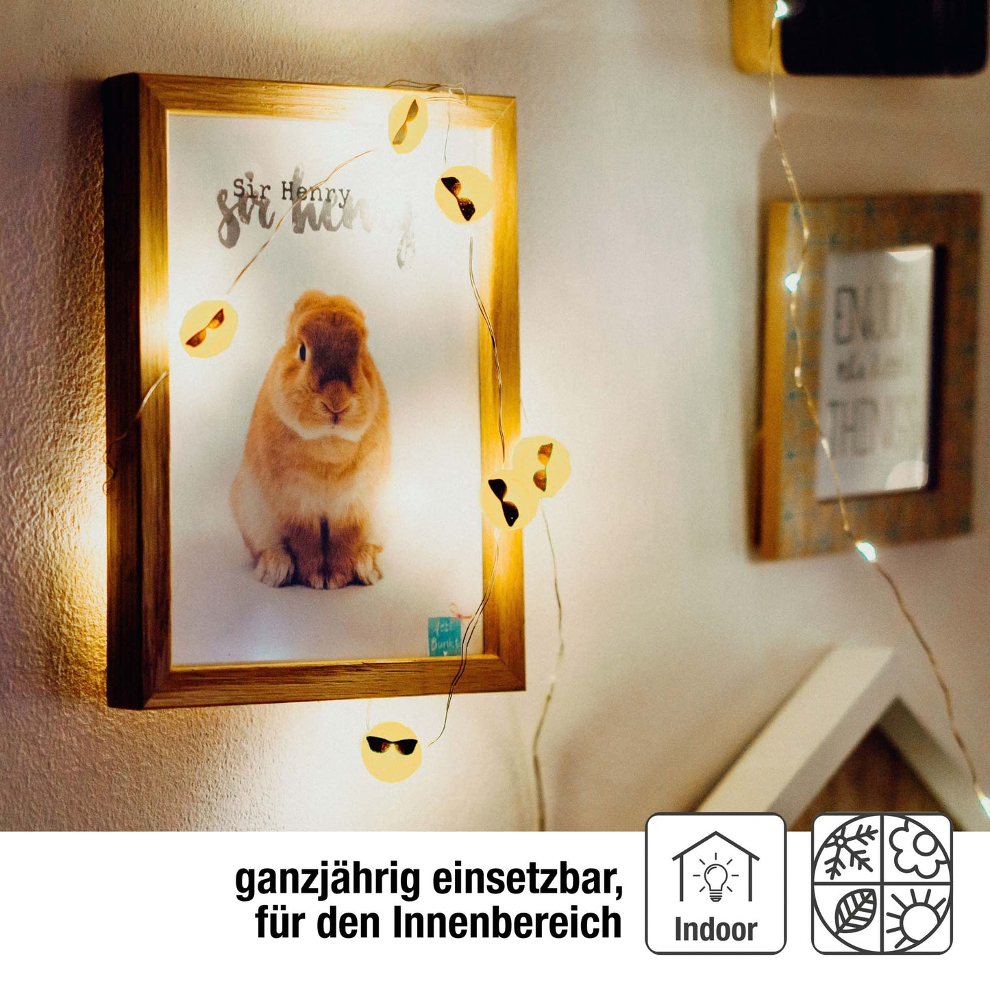 LED-Lichterkette mit Tauperlen und "Cool" Emoticon, 10 LEDs,  batteriebetrieben