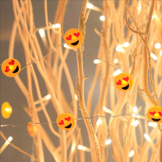 Hellum LED Emoji Lichterkette Herzaugen, 10 LED, beleuchtet 0,9 m, batteriebetrieben, Innen 522969