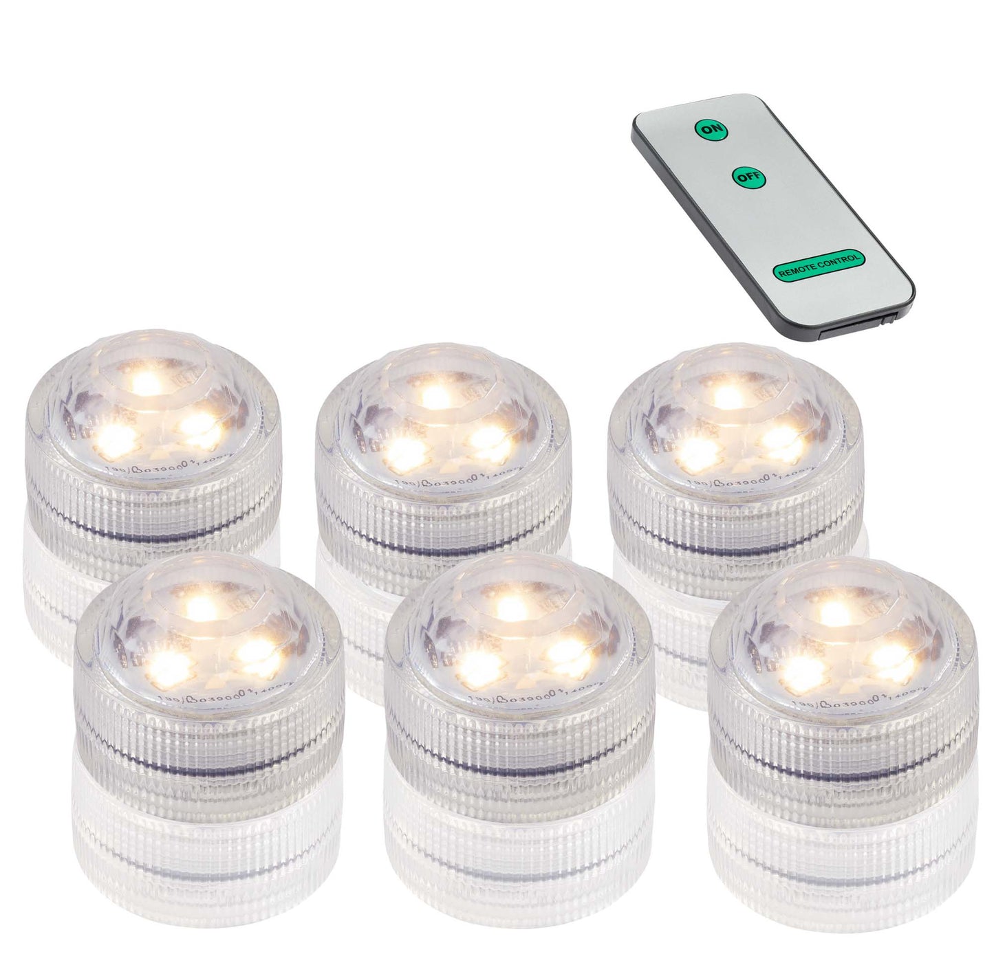 LED Teelicht, "Super Bright" , LEDs ww, 6er Set  mit Fernbedienung