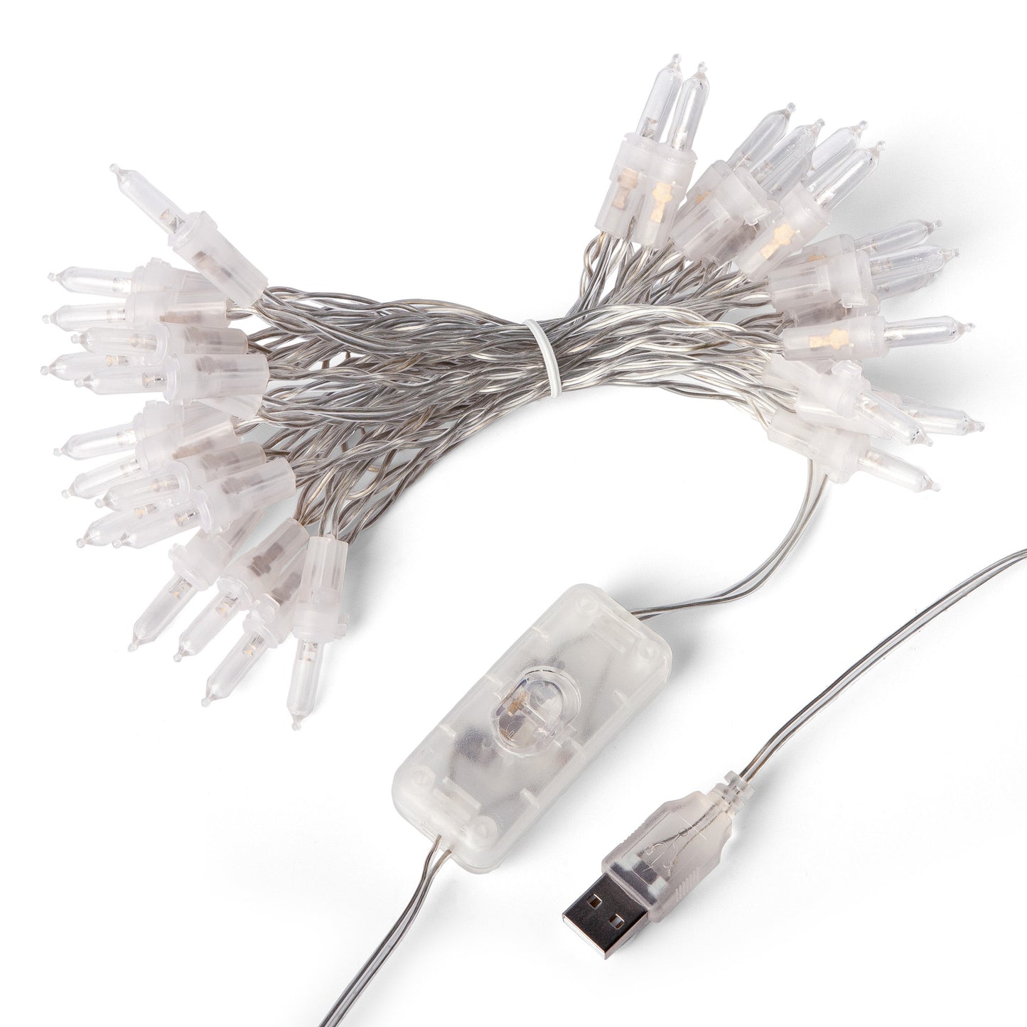 35-tlg. LED-Lichterkette, warm-weiß, transparentes Kabel, USB -Anschluss