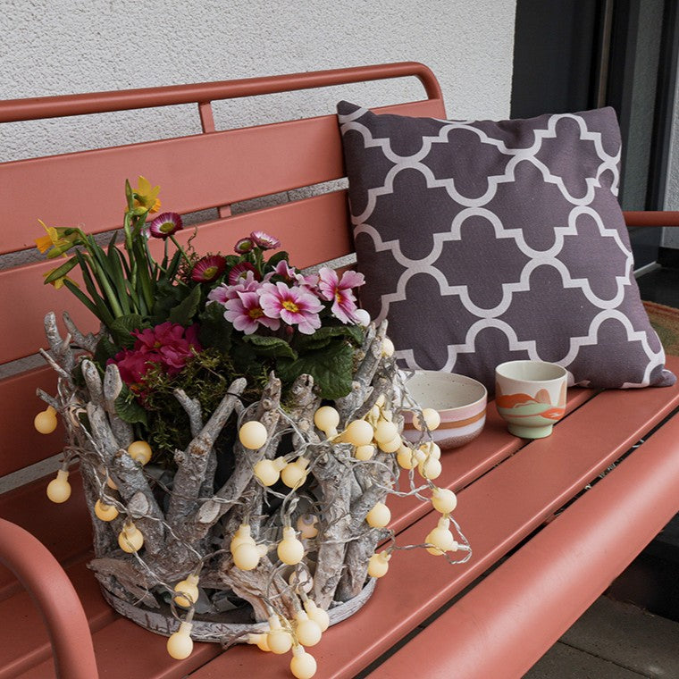 LED-Lichterkette mit Kugeln,  50 LEDs ww,mit 8 Funktionen, FB, batteriebetrieben, für außen