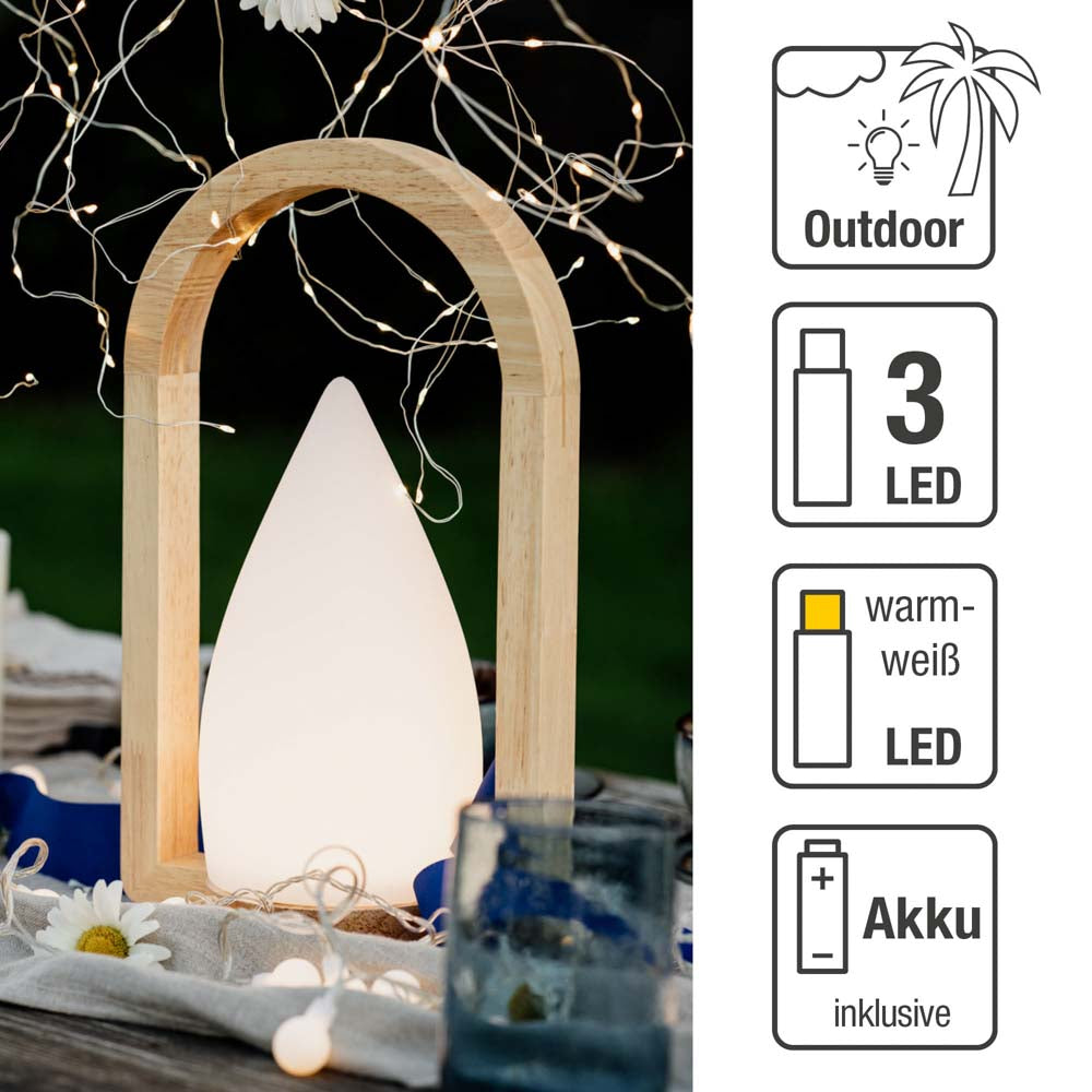 LED-Holzlampe "Melody" mit USB-Ladekabel, LED ww