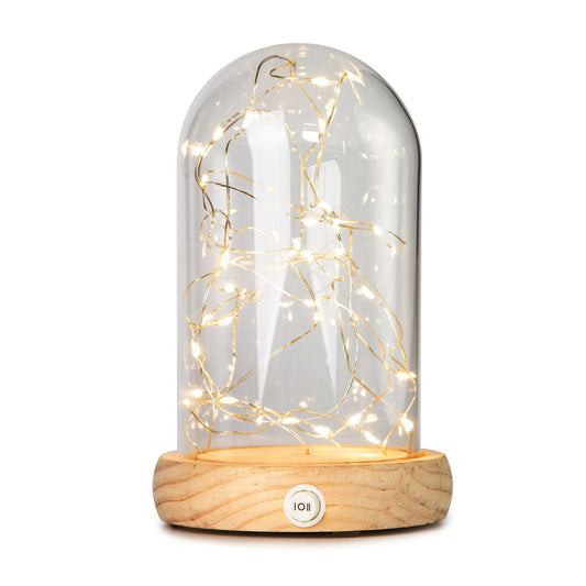 Set LED-Glas-Glocke mit Timer und LED Lichterkette Herzen 523713+570854, batteriebetrieben