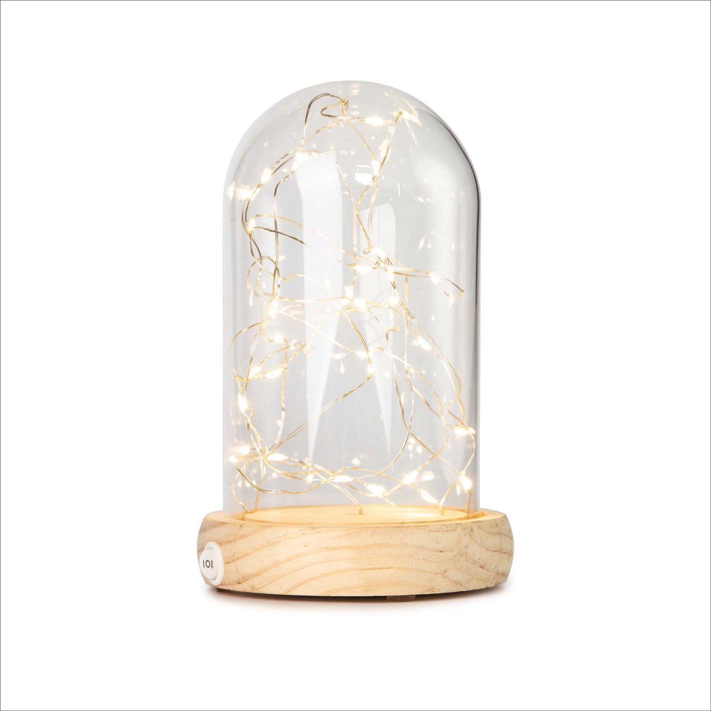 Hellum Glasglocke mit LED-Lichterkette, abnehmbare Kuppel, 30 LEDs, Timer, personalisierbar 523713