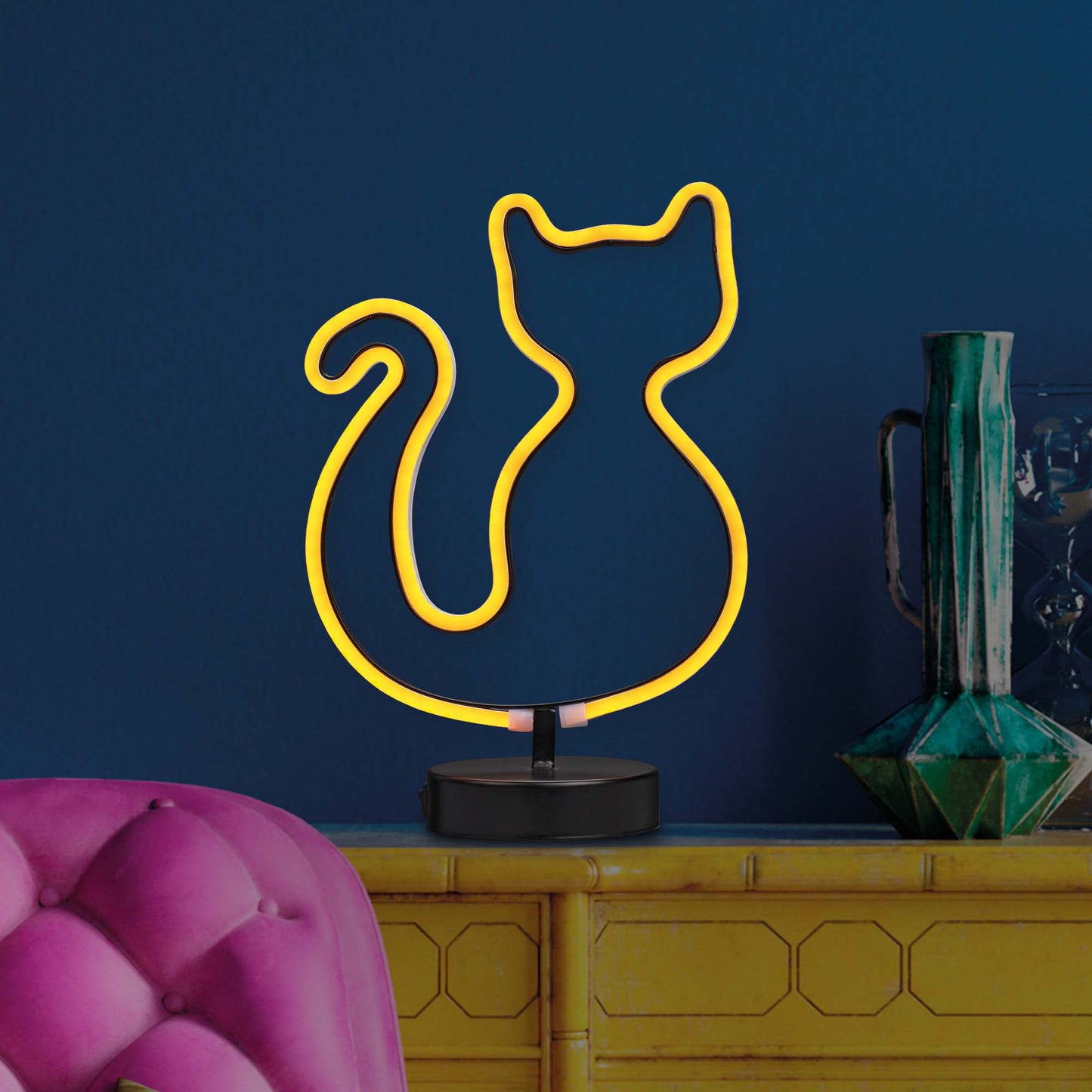 LED-Katze, orange, Höhe: 30 cm, batteriebetrieben