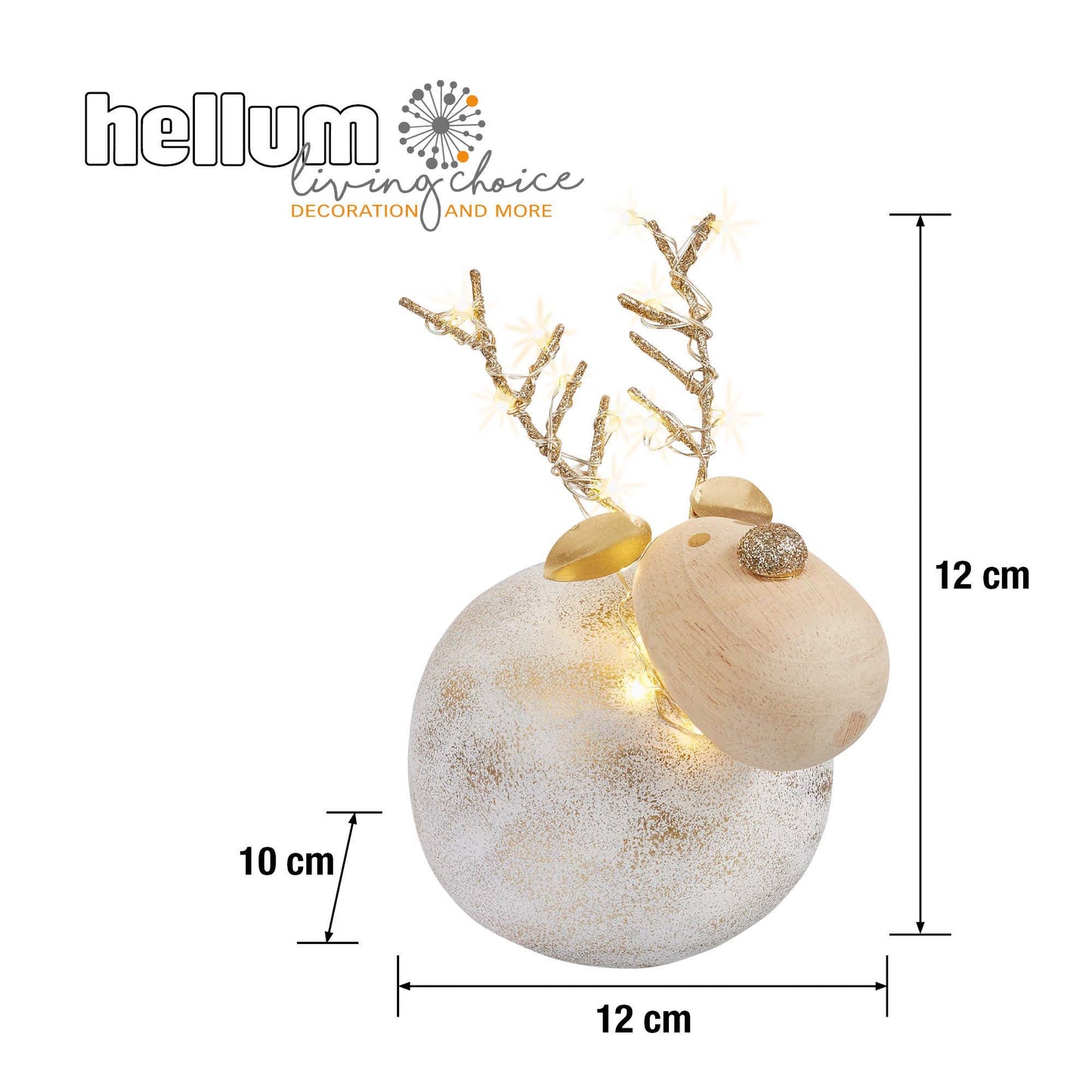 LED-Dekofigur "Beton-Rentier", 12x10cm, 10 LEDs ww, batteriebetrieben