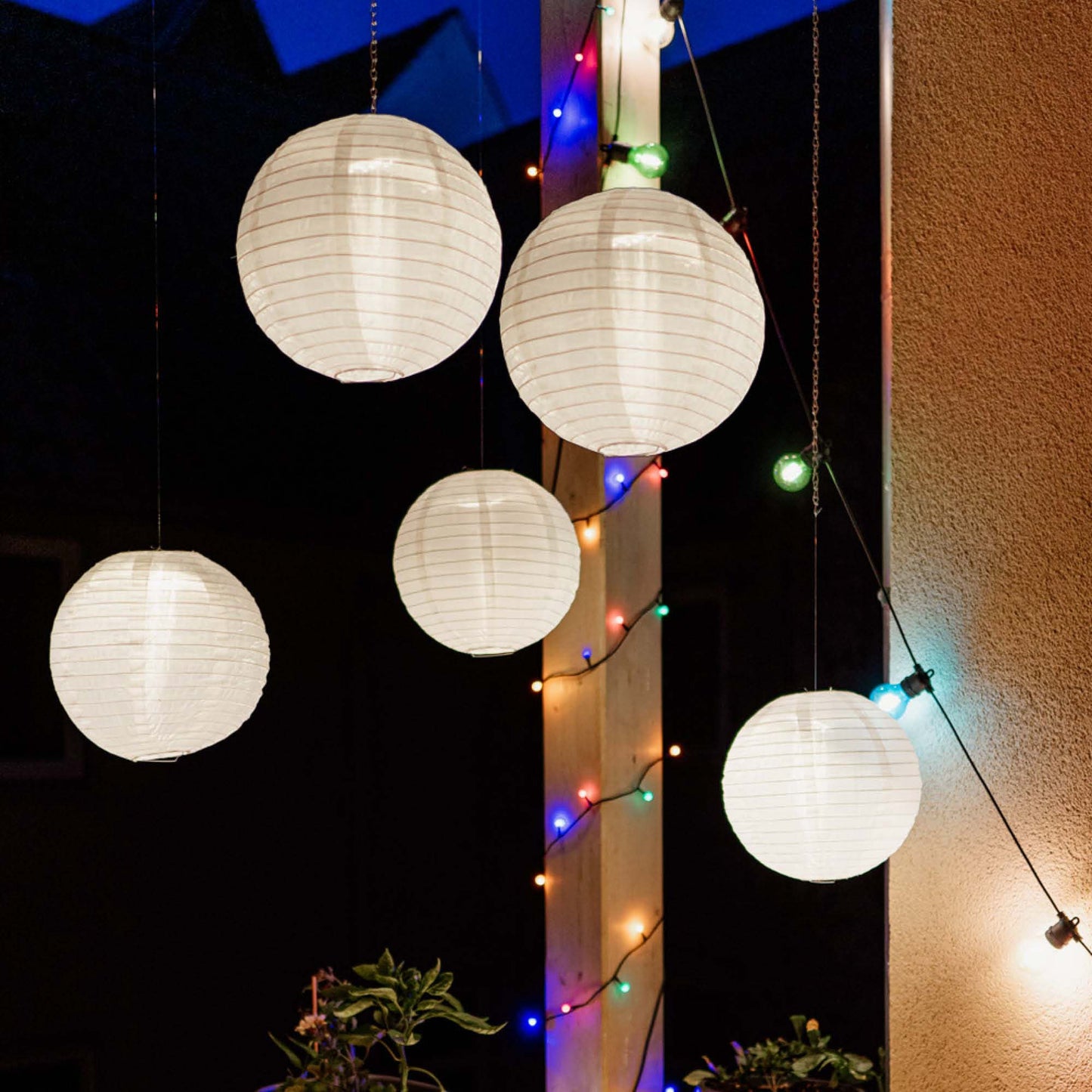 LED Lampion 12er Set außen mit Fernbedienung warmweiß 12x Ø30cm 524512