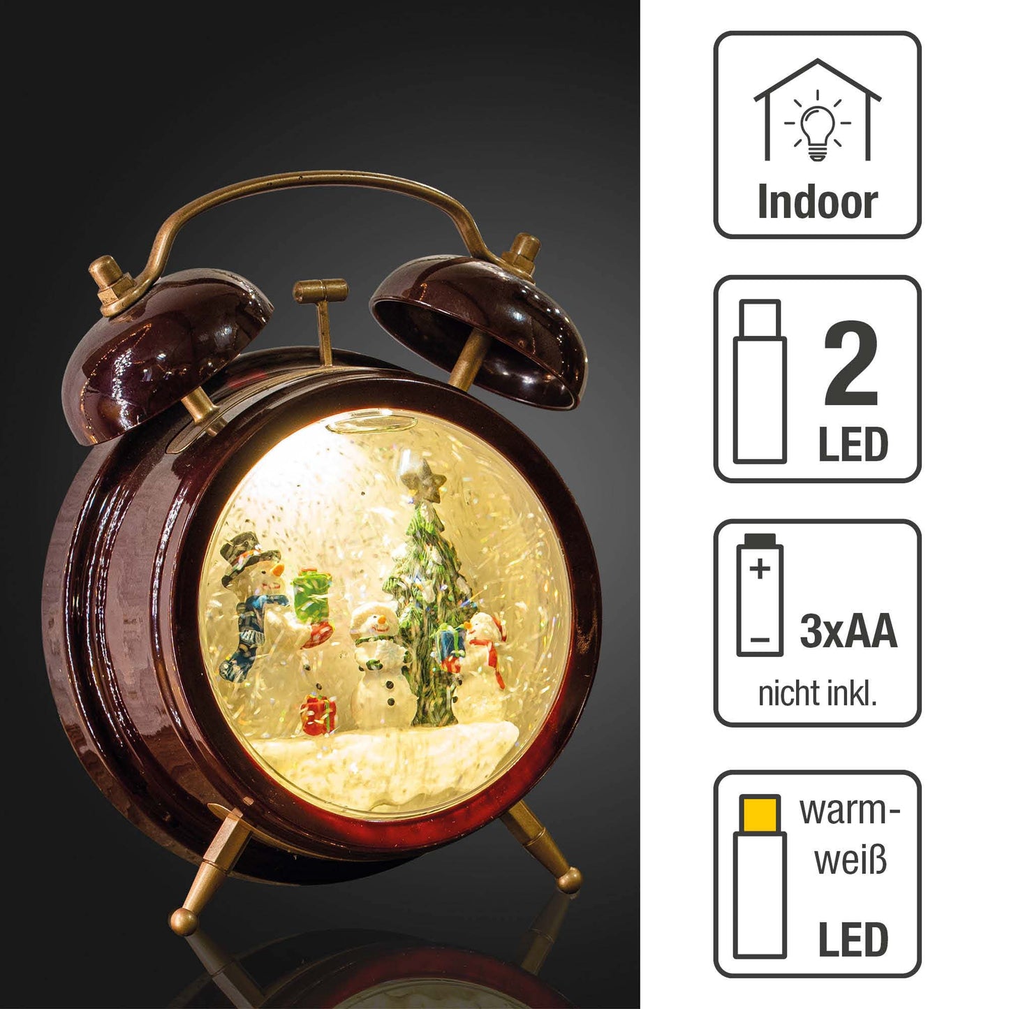 LED-Wasser-Laterne "Wecker" , 1 LED ww, mit 6 h Timer, batteriebetrieben