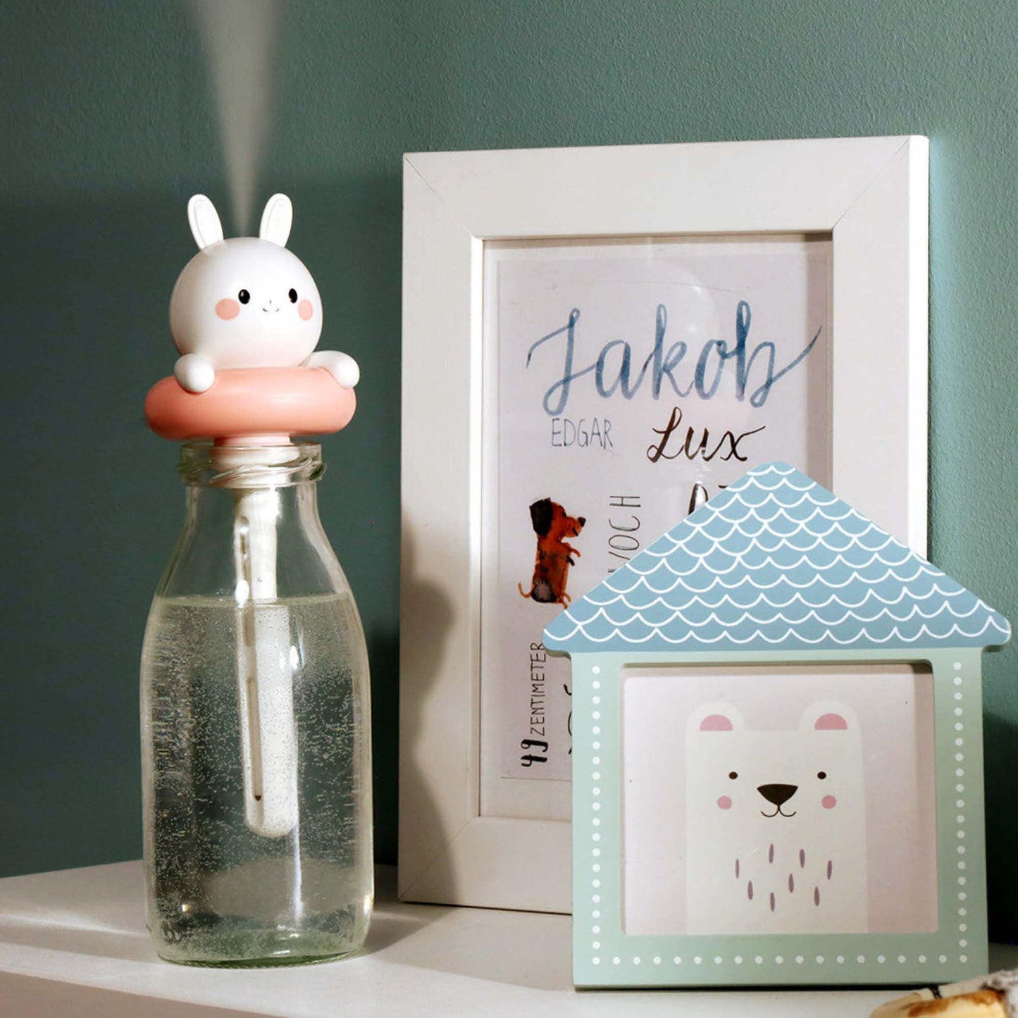 Mini Luftbefeuchter mit Hasenmotiv, Diffuser fürs Kinderzimmer 6,4 x 16,5 cm