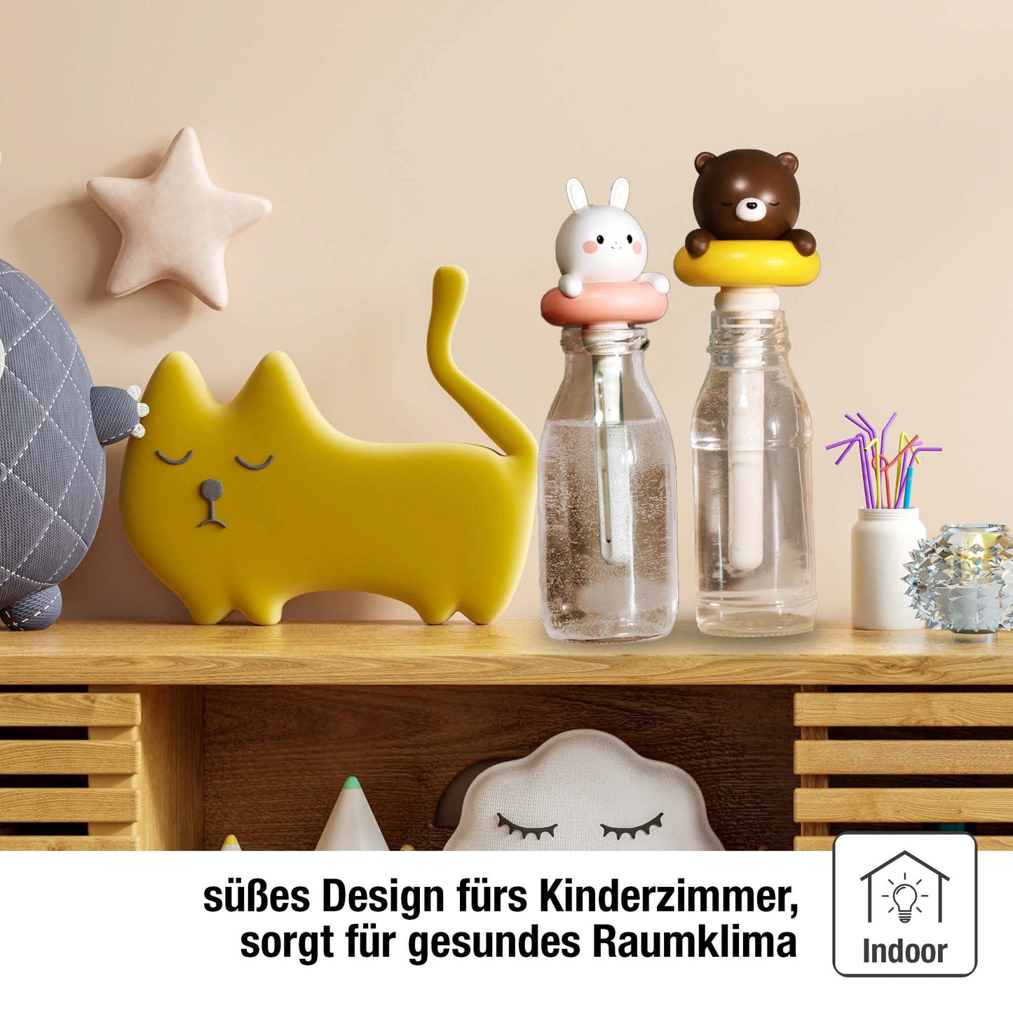 Mini Luftbefeuchter mit Hasenmotiv, Diffuser fürs Kinderzimmer 6,4 x 16,5 cm