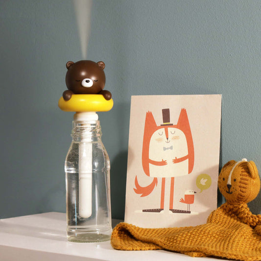 Mini Luftbefeuchter mit Bärenmotiv, Diffuser fürs Kinderzimmer 6,4 x 16,5 cm