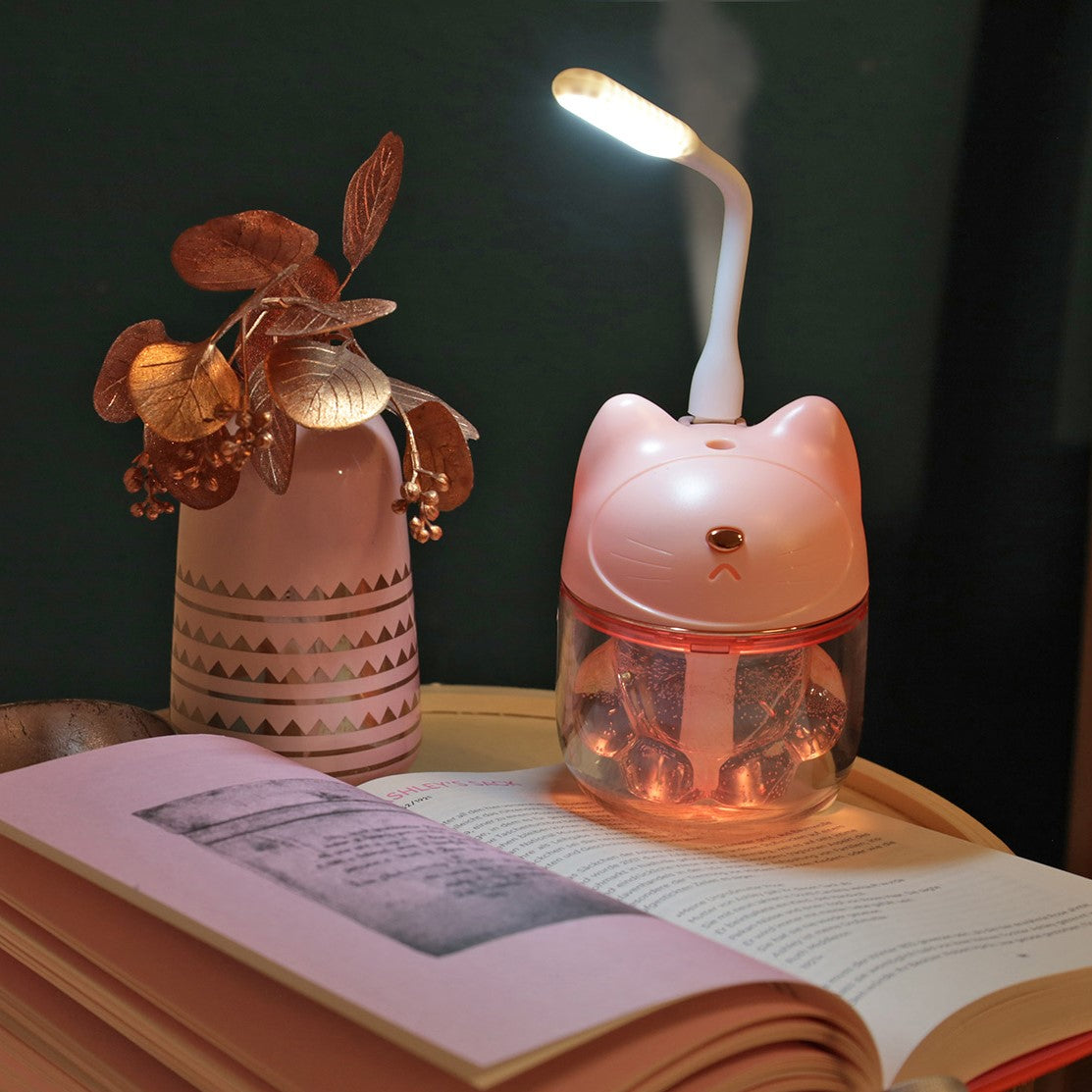 LED- Luftbefeuchter, Katze pink, RGB, USB-Kabel