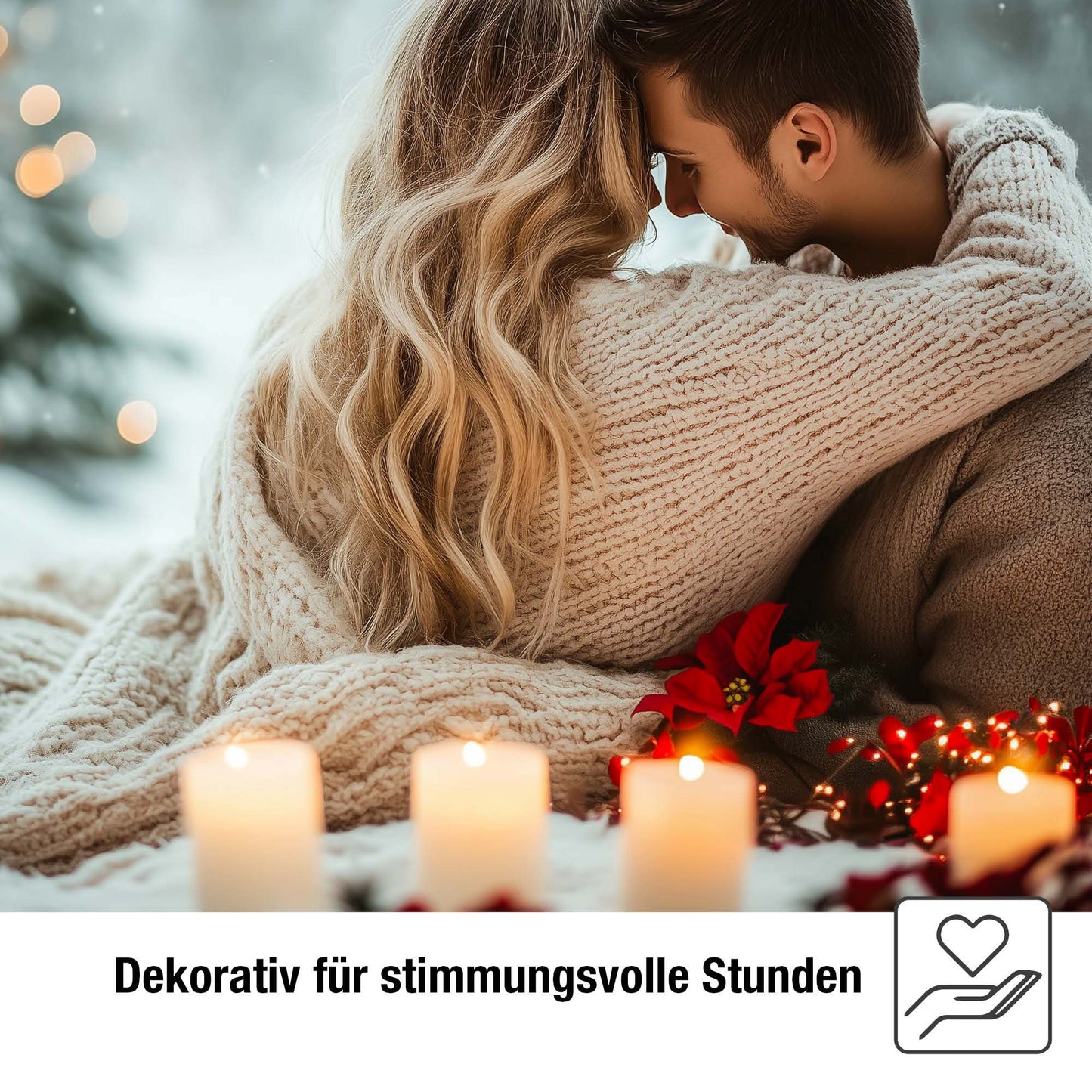 LED-Wachskerze mit Lichterkette "Tautropfen" , H 15cm, D 10cm, 29 + 1 LEDs ww, batteriebetrieben