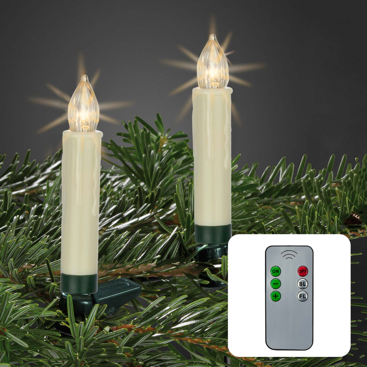 LED Weihnachtsbaumkerzen kabellos innen, 10 LED warmweiß, 9x1,5 cm, mi – Hellum Direkt