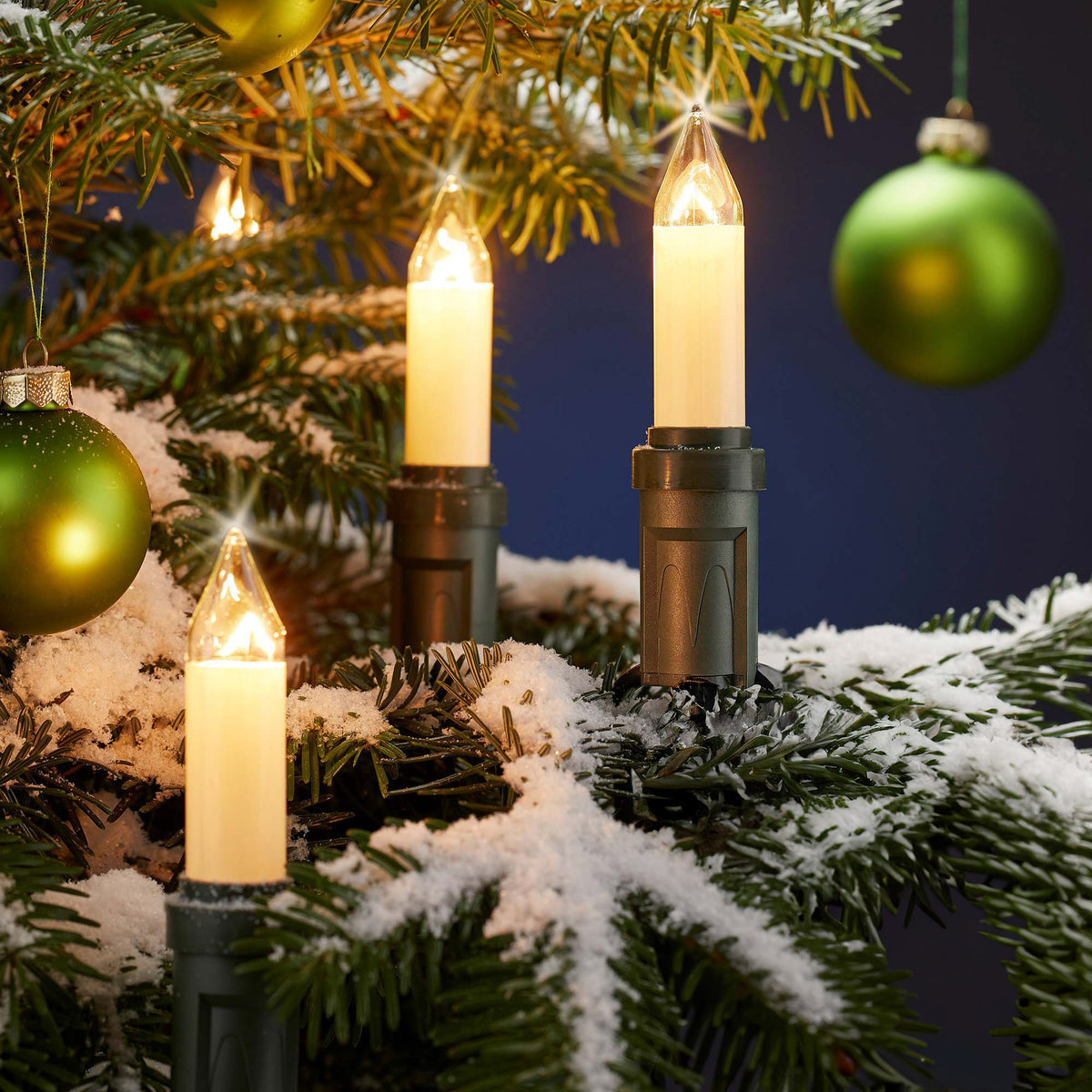 Lichterkette Weihnachtsbaum Kerzen weiß mit Clip außen, 15 Kerzen, 14, – Hellum Direkt