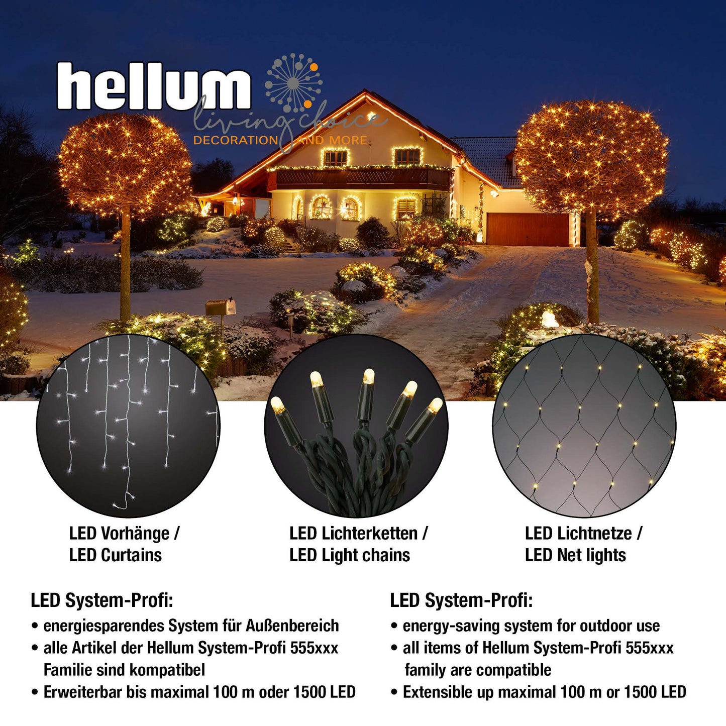 80-tlg. LED-Lichterkette "System-Profi", warm-weiß, grünes Kabel, verlängerbar, Basis-Set 555110+555158