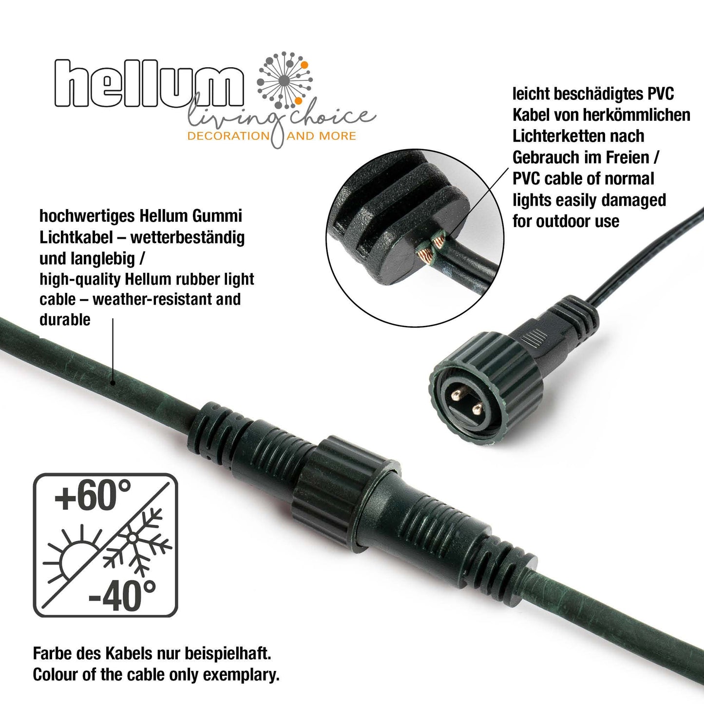 80-tlg. LED-Lichterkette "System-Profi", warm-weiß, grünes Kabel, verlängerbar, Verlängerung, ohne Stecker 555110