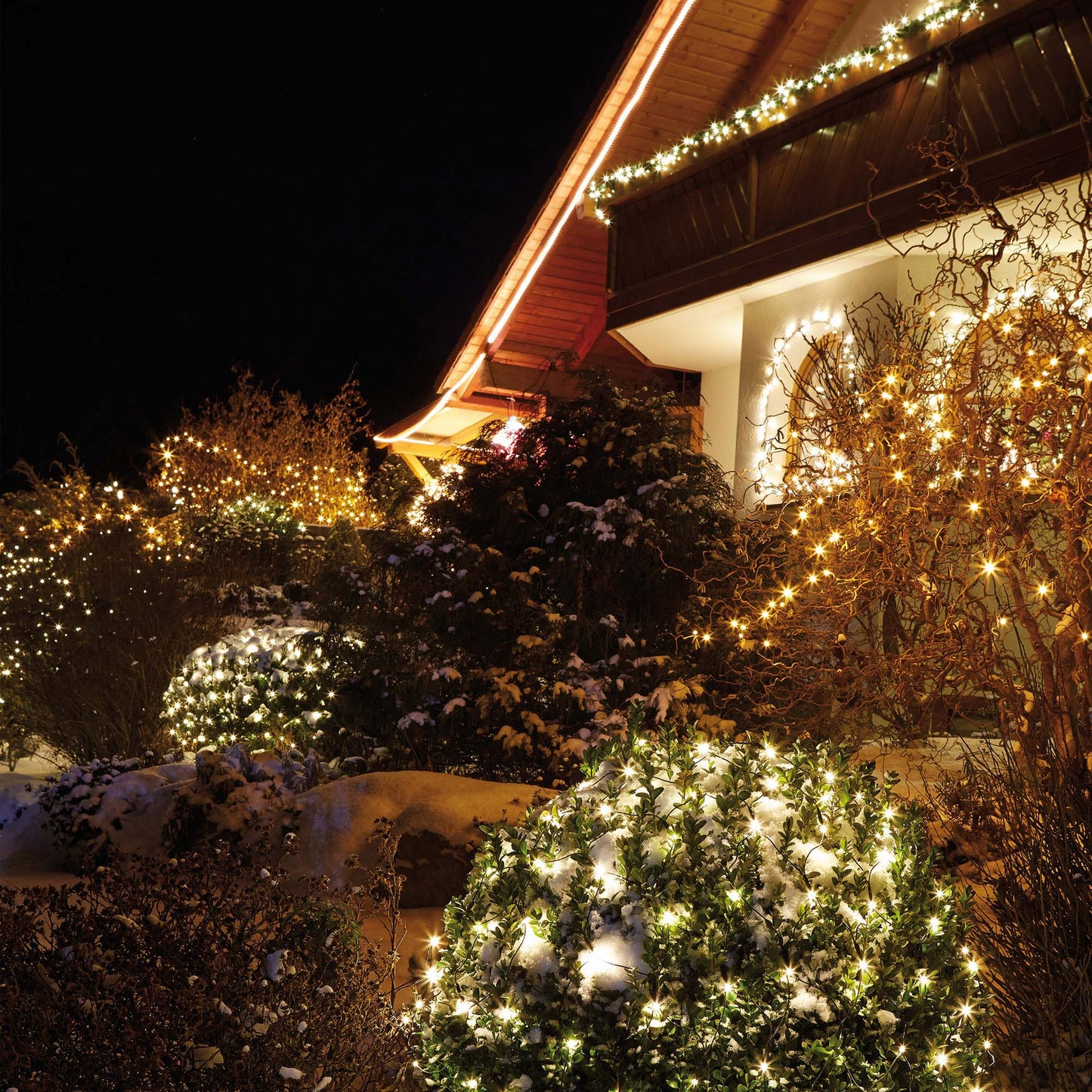 LED Lichterkette außen mit 40 LED warmweiß und 3m Netzkabel 3,9m beleuchtete Länge grün