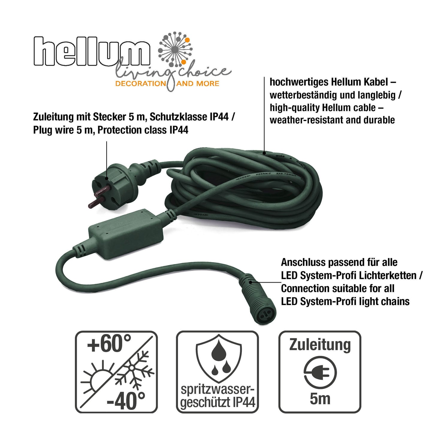 Zuleitung 5m grünes Kabel