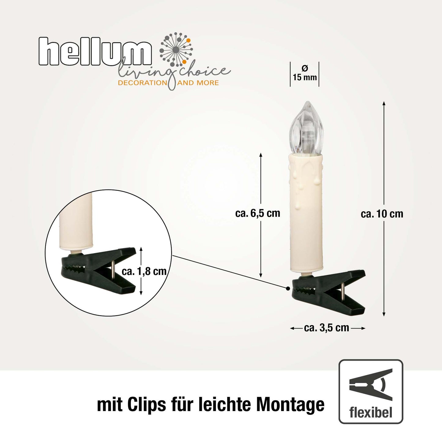 LED Lichterkette Weihnachtsbaum, 30 LED warmweiß, Lichterkette Kerzen innen elfenbein 8,7m beleuchtet, 560336
