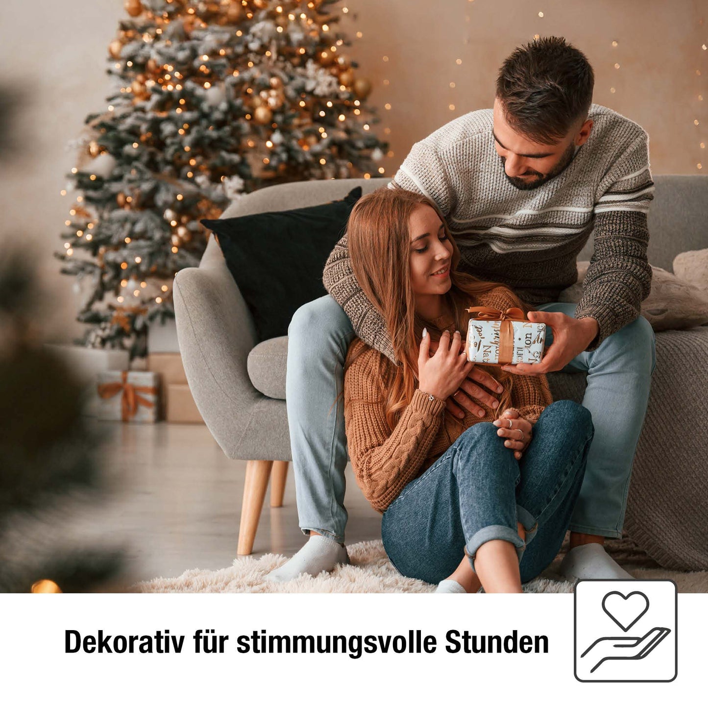 LED Lichterkette Weihnachtsbaum, 30 LED warmweiß, Lichterkette Kerzen innen elfenbein 8,7m beleuchtet, 560336