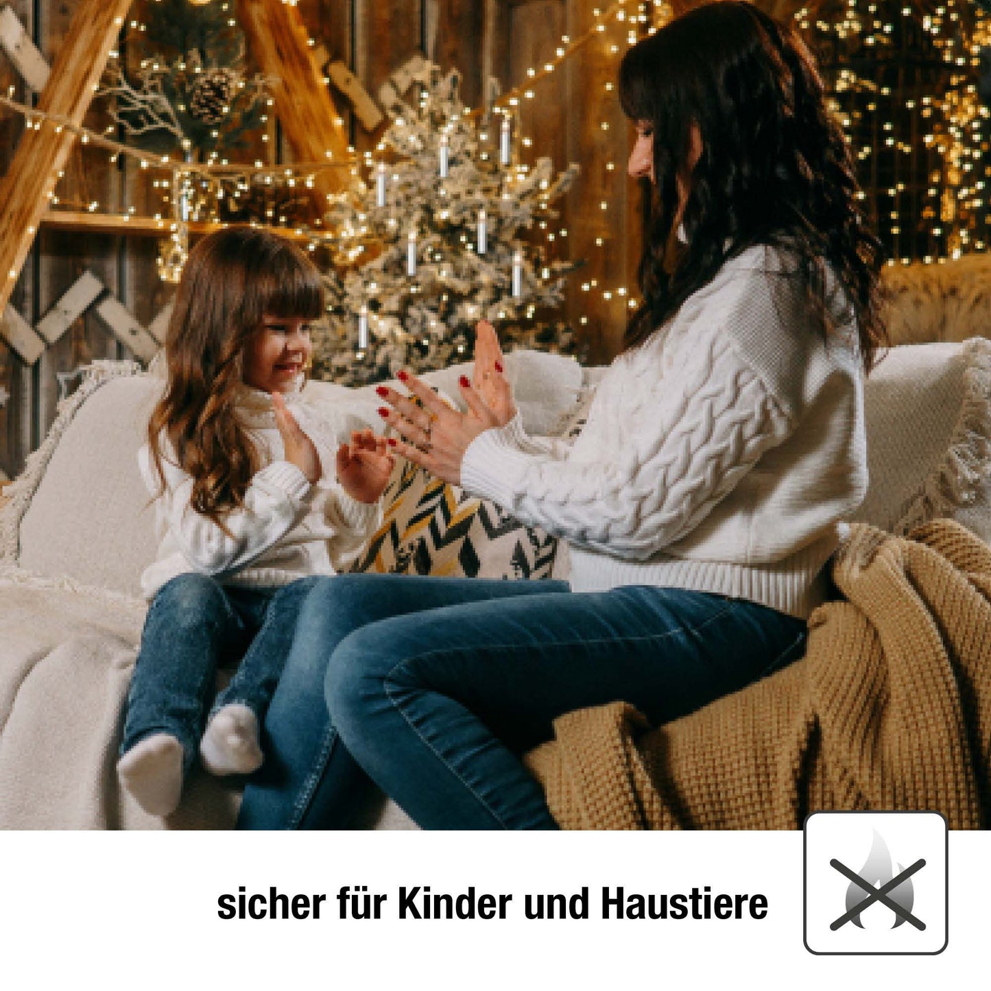 LED Lichterkette Weihnachtsbaum, 30 LED warmweiß, Lichterkette Kerzen innen elfenbein 8,7m beleuchtet, 560336