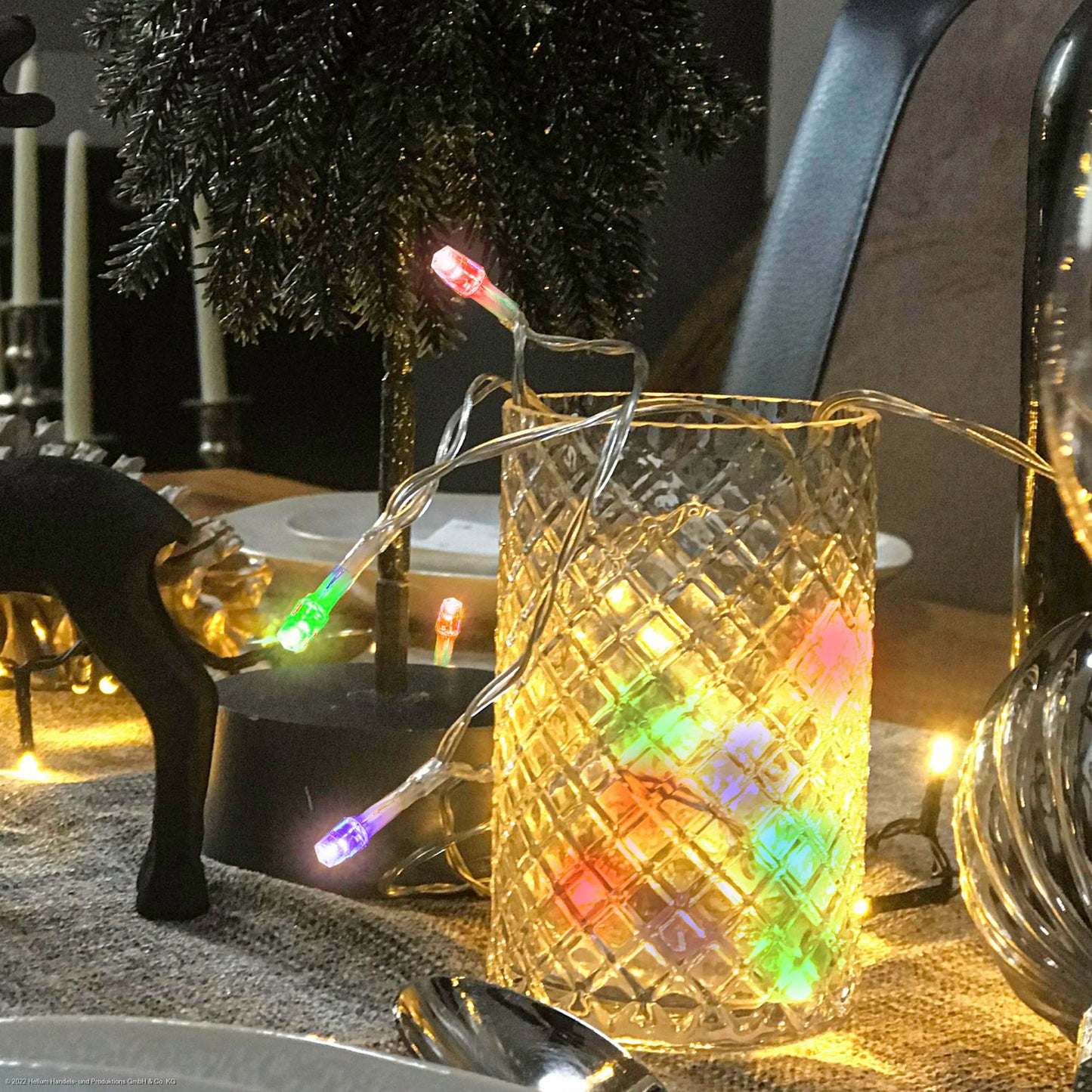 Hellum LED Lichterkette, 40 LEDs, bunt, beleuchtet 5,85m, 8 Leuchtmodi, für innen 560473