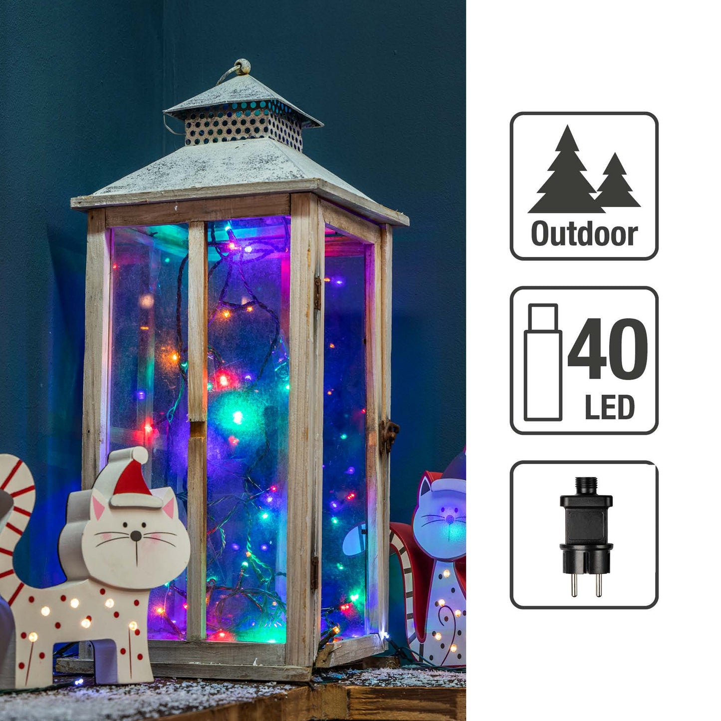 LED-Lichterkette, 40 LEDs multicolor, Außentransformator 577327