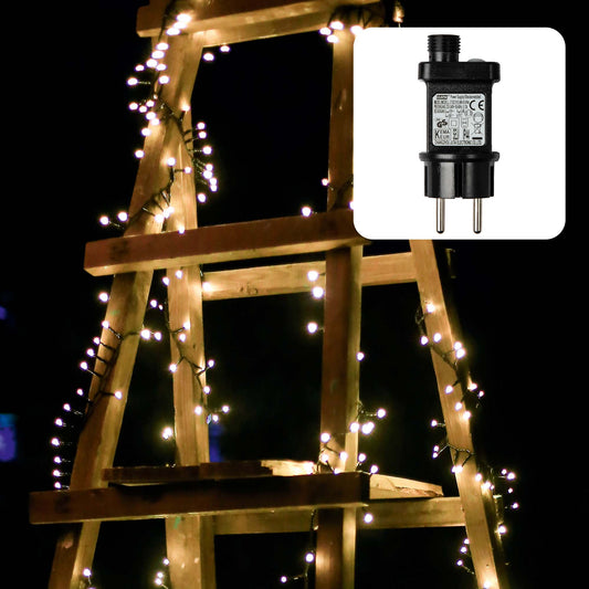Hellum LED Lichterkette schwarz,Cluster 384 LED warmweiß 8 Funktionen, mit Transformator, für Außen 561050