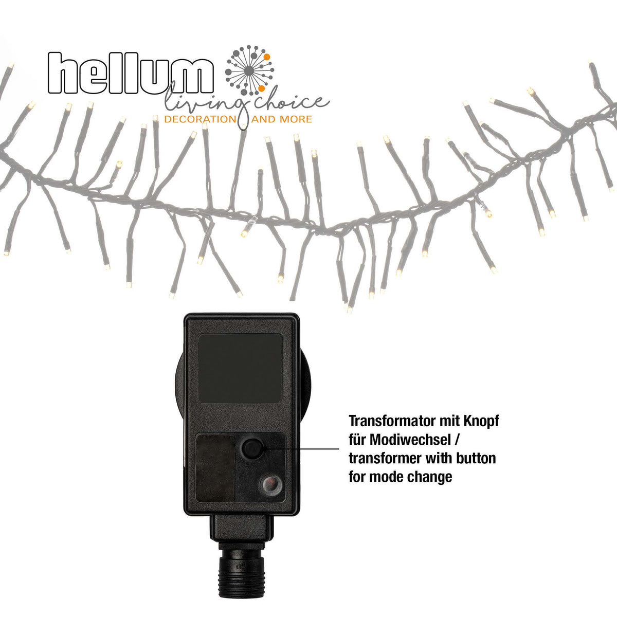 Hellum LED Lichterkette schwarz,Cluster 384 LED warmweiß 8 Funktionen, mit Transformator, für Außen 561050