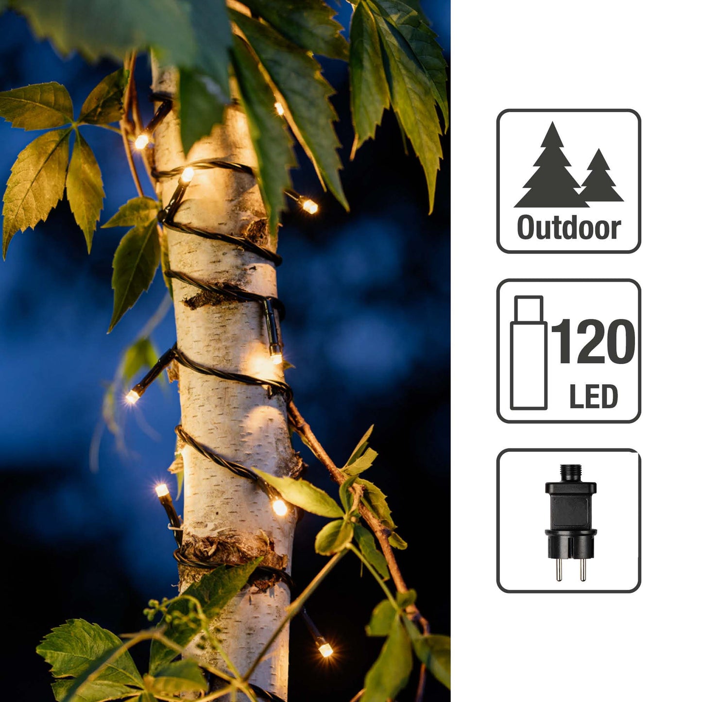 120-tlg. LED-Lichterkette, warm-weiß, Außen-Trafo 577372