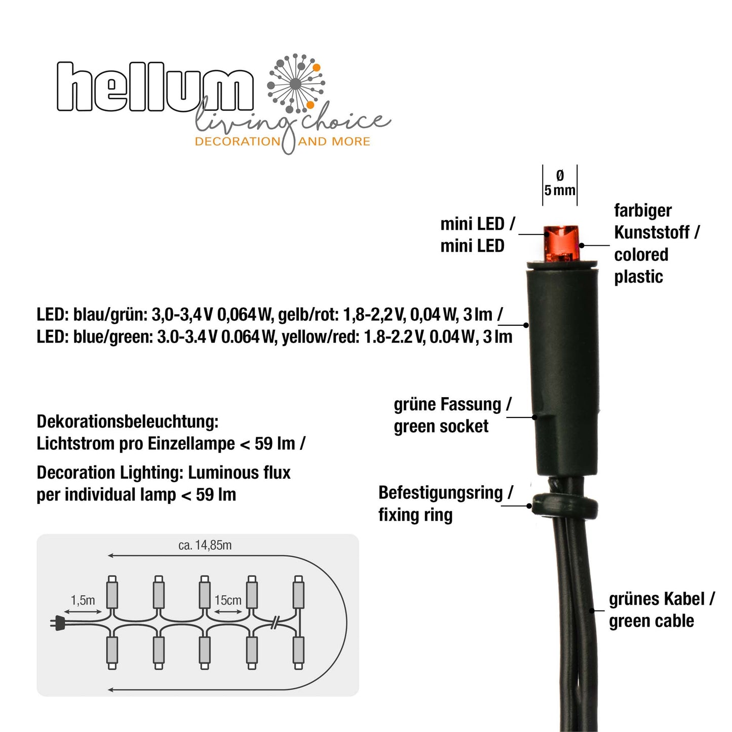 LED-Minilichterkette, 100 LEDs bunt, Innenstecker_150339