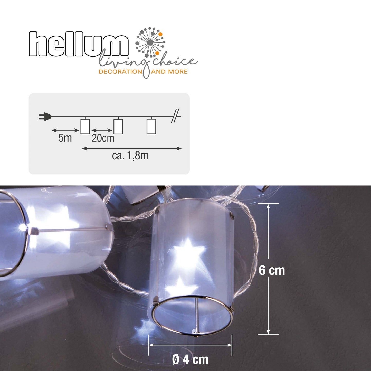 10-tlg. LED-Lichterkette mit 10 Holografie-Laternen