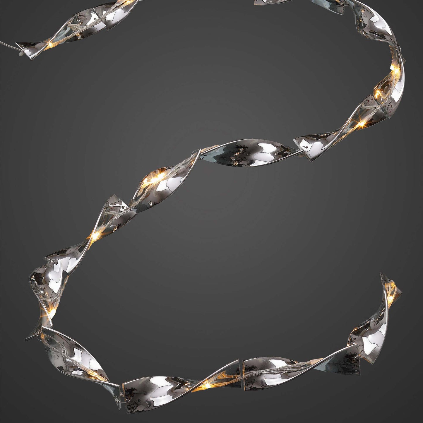 LED-Dekolichterkette, Spiralen in Silberoptik, 15 LEDs ww, batteriebetrieben